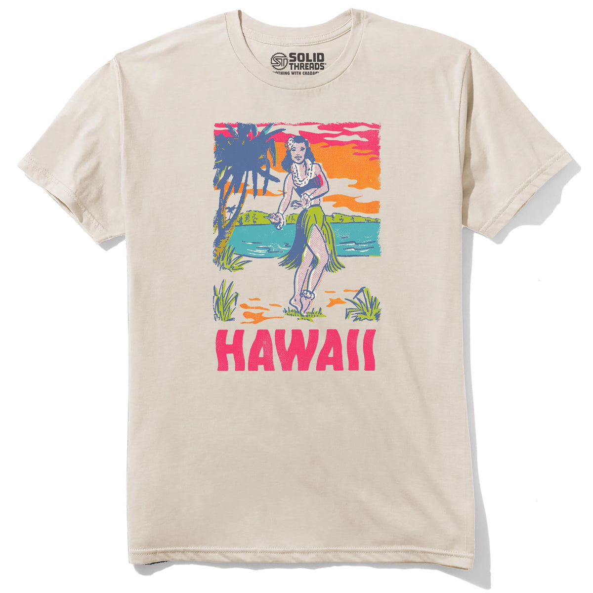 Hawaii Hula Girl Retro Staple T-shirt in Natural - Front View