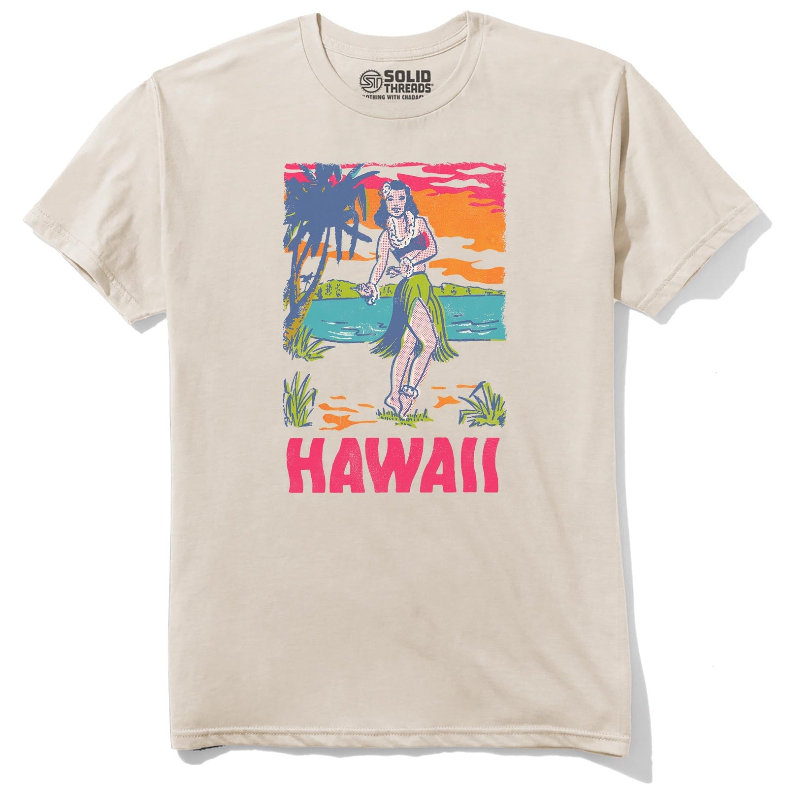 Hawaii Hula Girl Retro Staple T-shirt in Natural - Front View