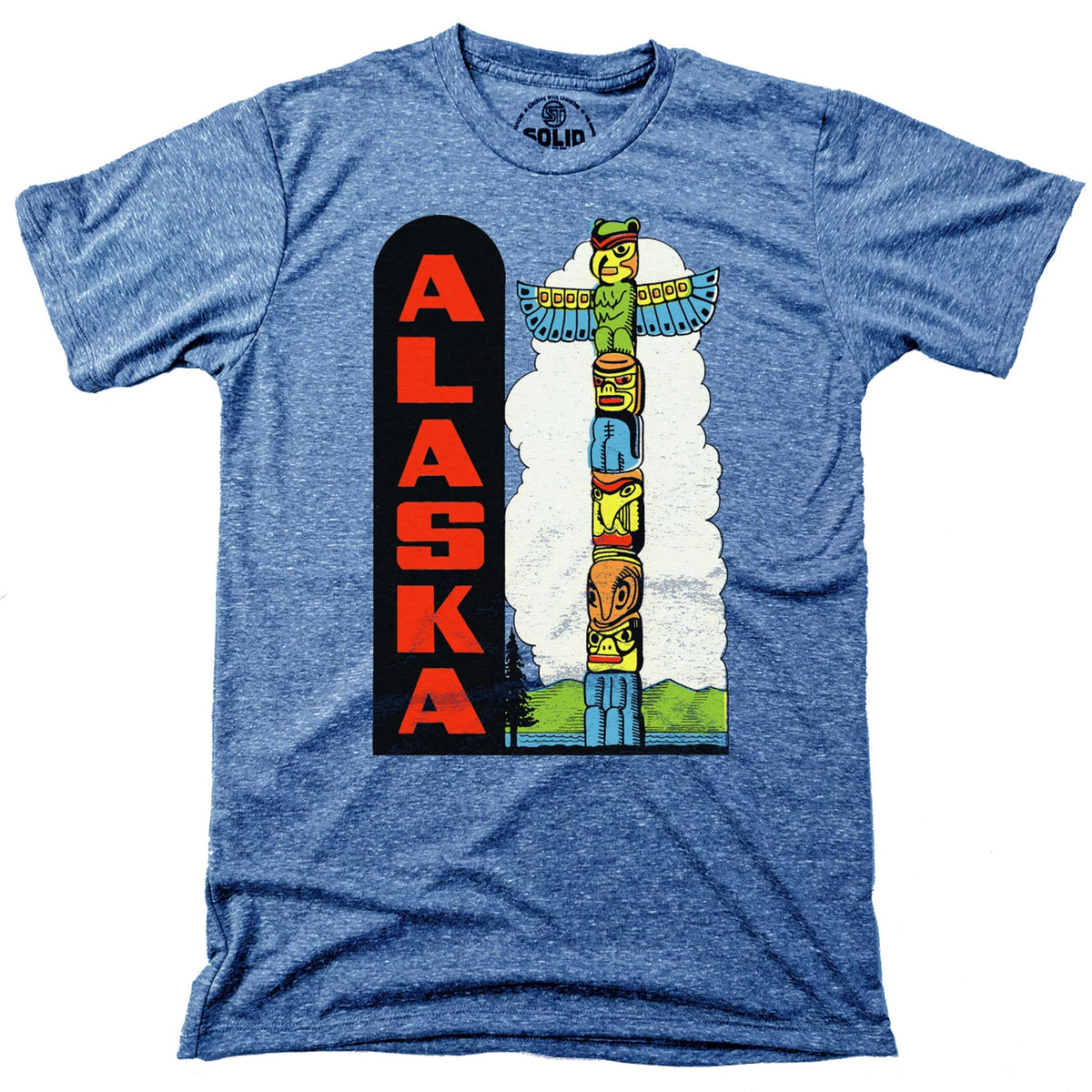 Men&#39;s Alaska Totem Pole Vintage Graphic T-Shirt | Cool AK Tribal Tee | Solid Threads