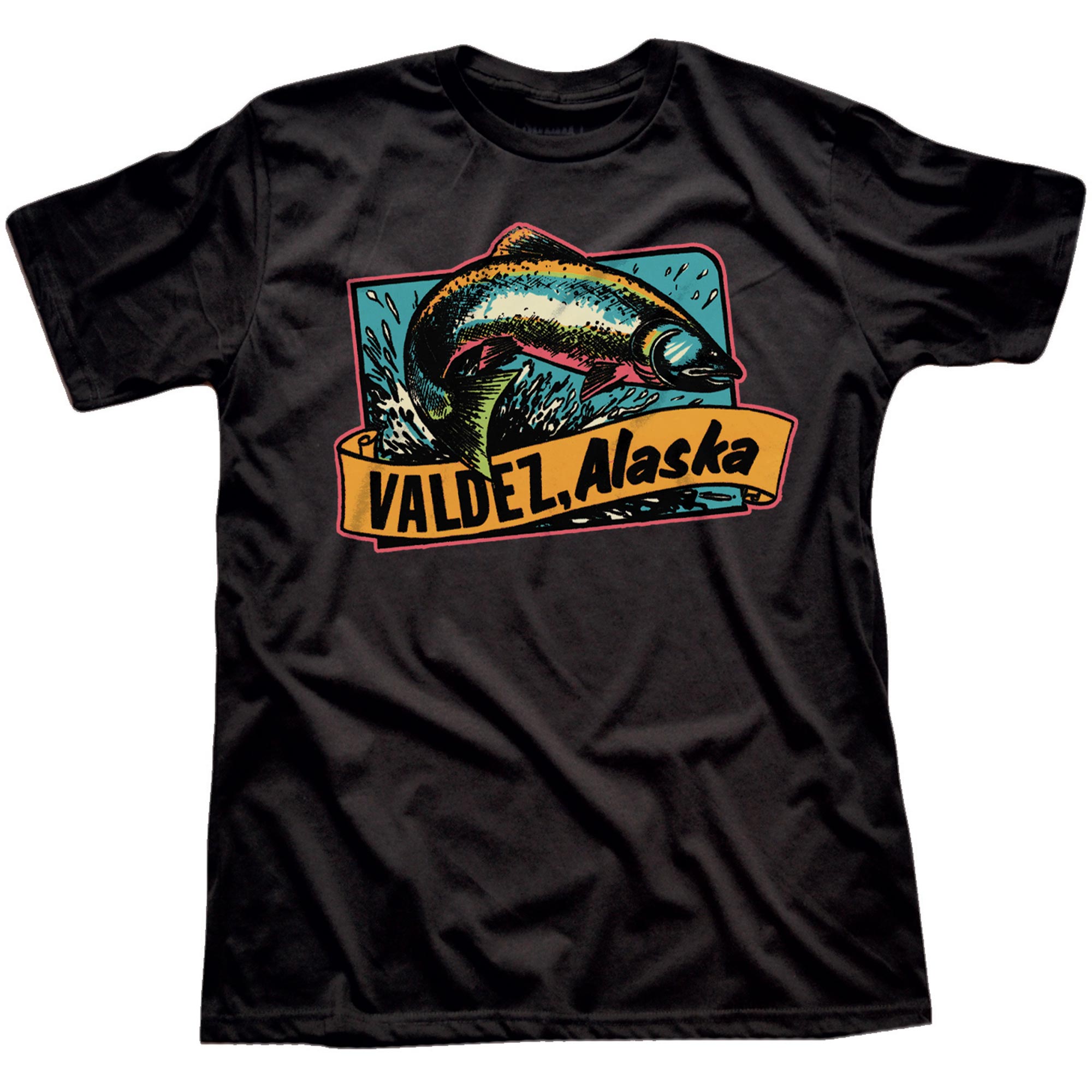 Men's Valdez Alaska Retro Graphic T-Shirt | Cool AK Fishing Tee | Solid Threads