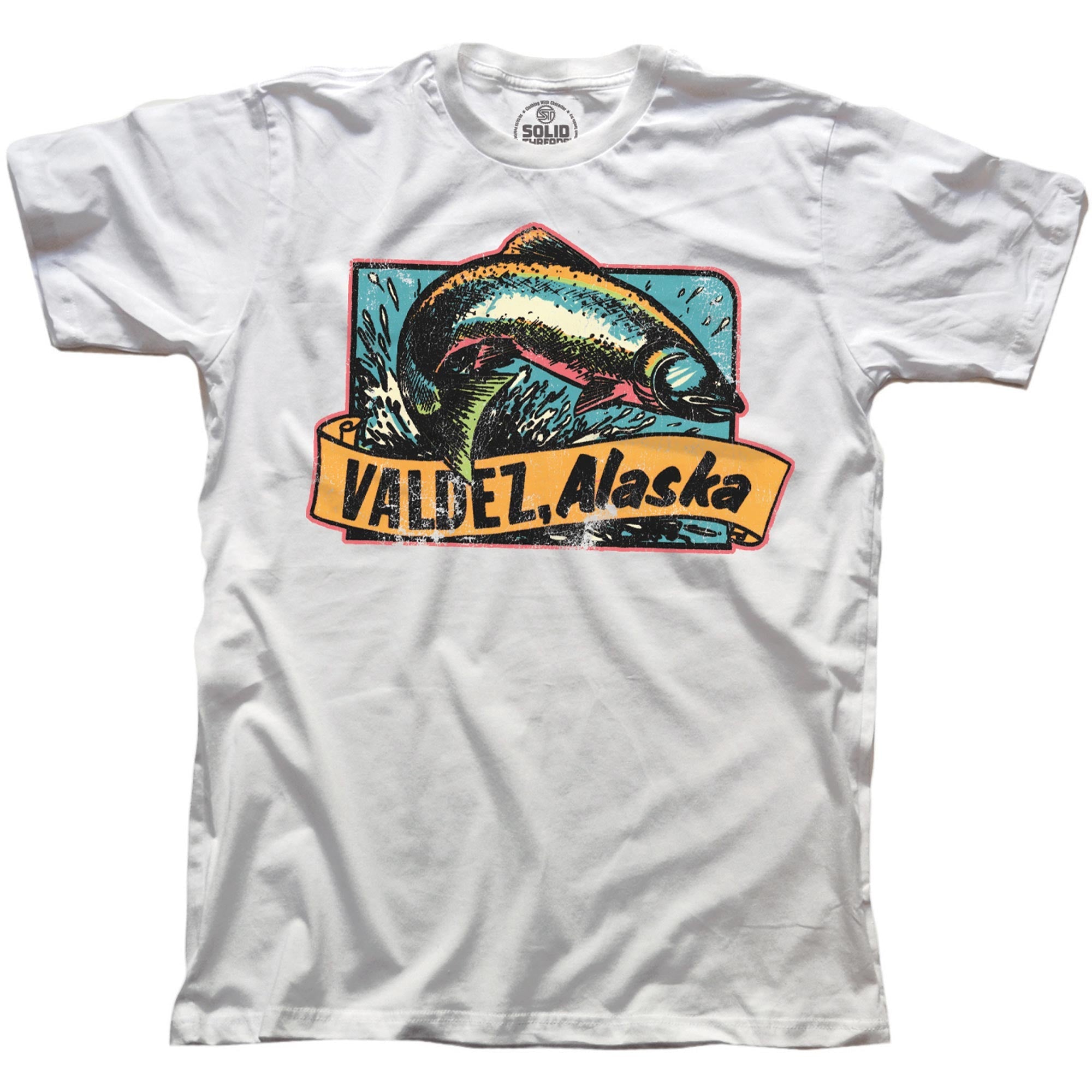 Men's Valdez Alaska Retro Graphic T-Shirt | Cool AK Fishing Tee | Solid Threads