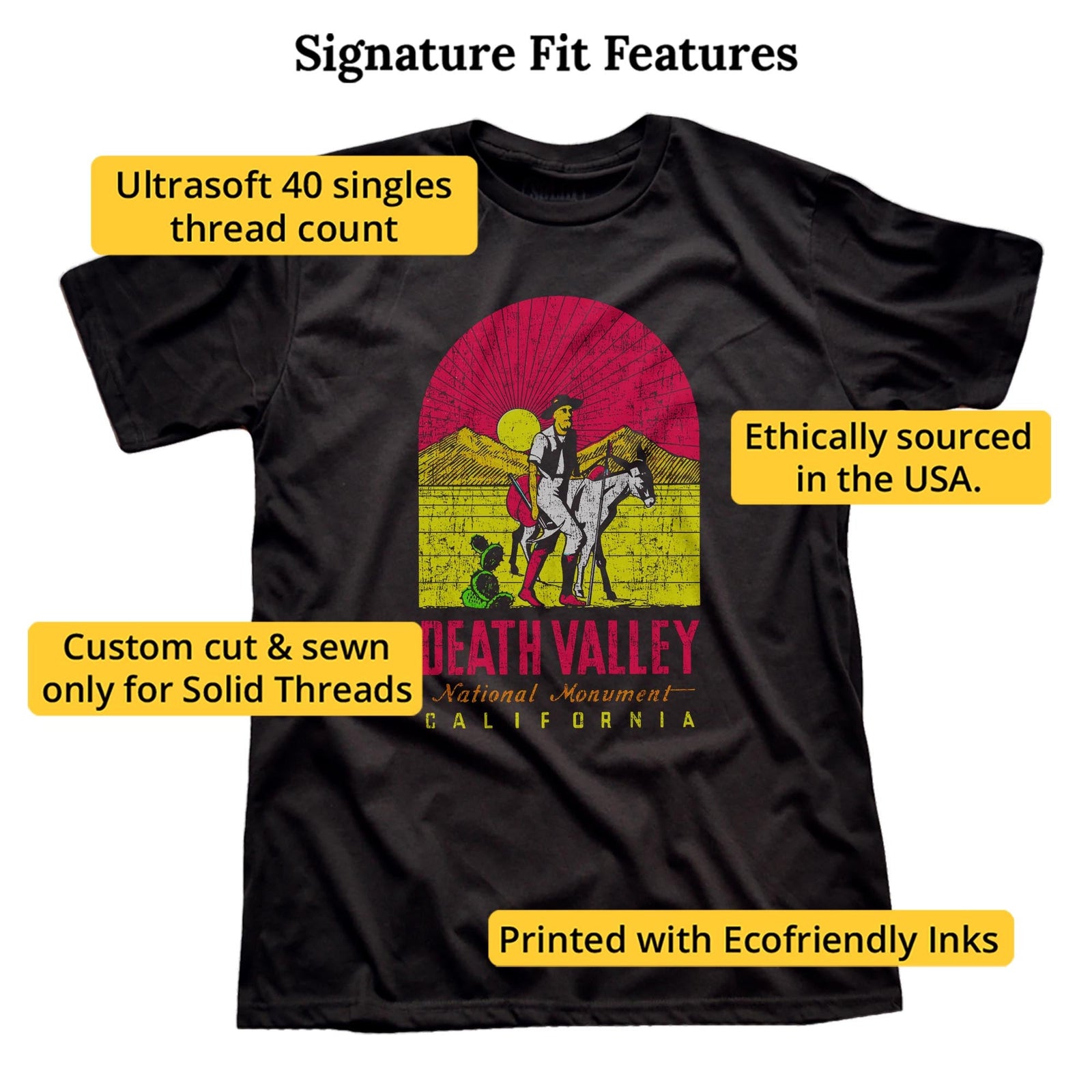 Death Valley Retro Signature T-shirt in Black - Fit Attributes