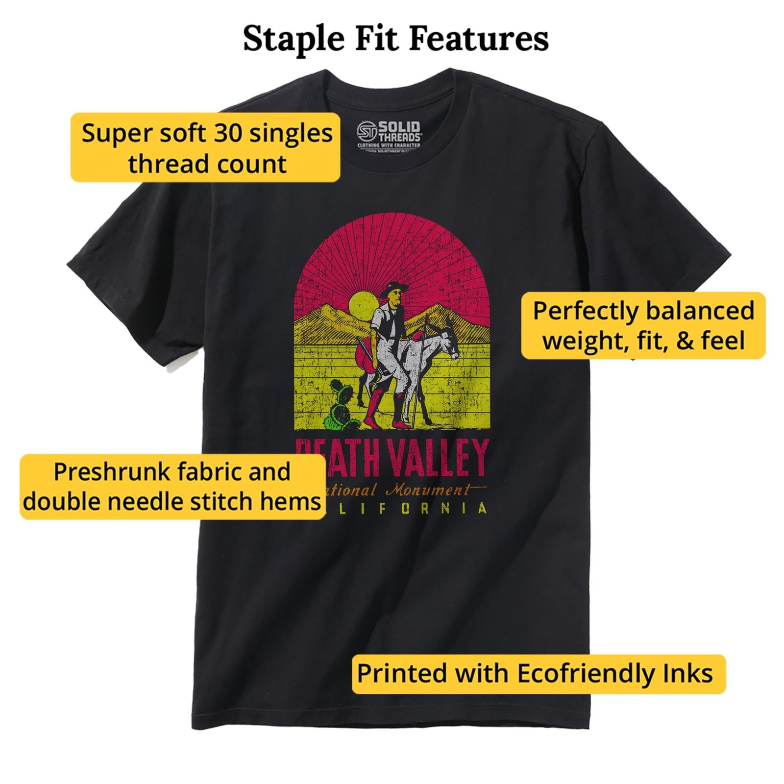 Death Valley Retro Staple T-shirt in Black - Fit Attributes