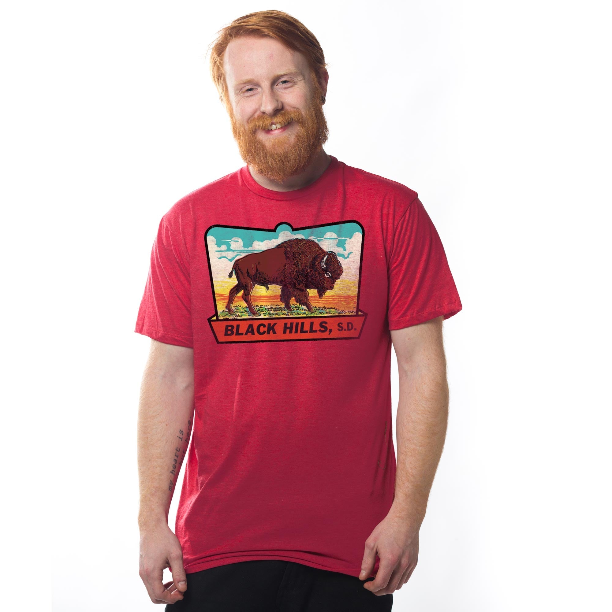 Men's Black Hills Retro Graphic T-Shirt | Cool SD Plains Tee on Model | Solid Threads