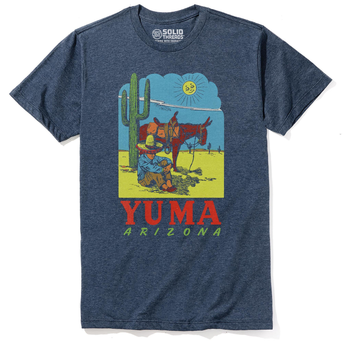Yuma Arizona Instagram Vintage Staple T-shirt in Navy Heather - Front View