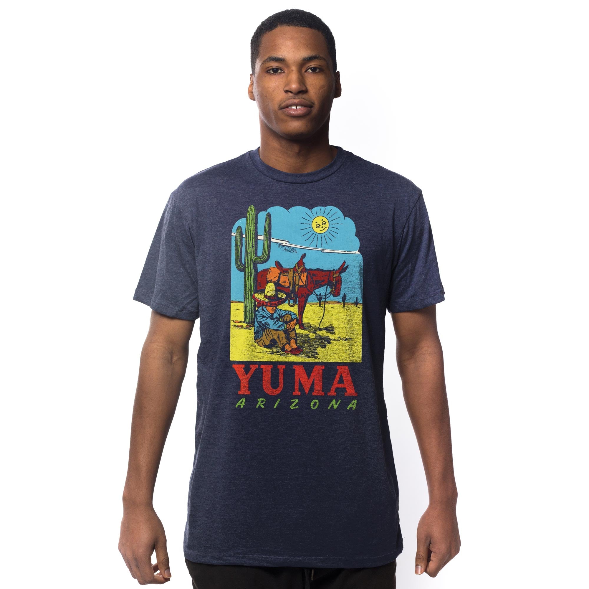 Men's Yuma Arizona Instagram Vintage Graphic T-Shirt | Cool AZ Cactus Tee on Model | Solid Threads