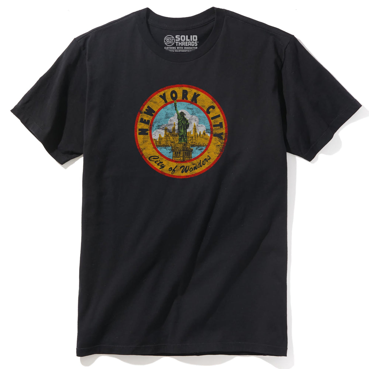Nyc City Of Wonders Vintage Staple T-shirt in Black - Front View