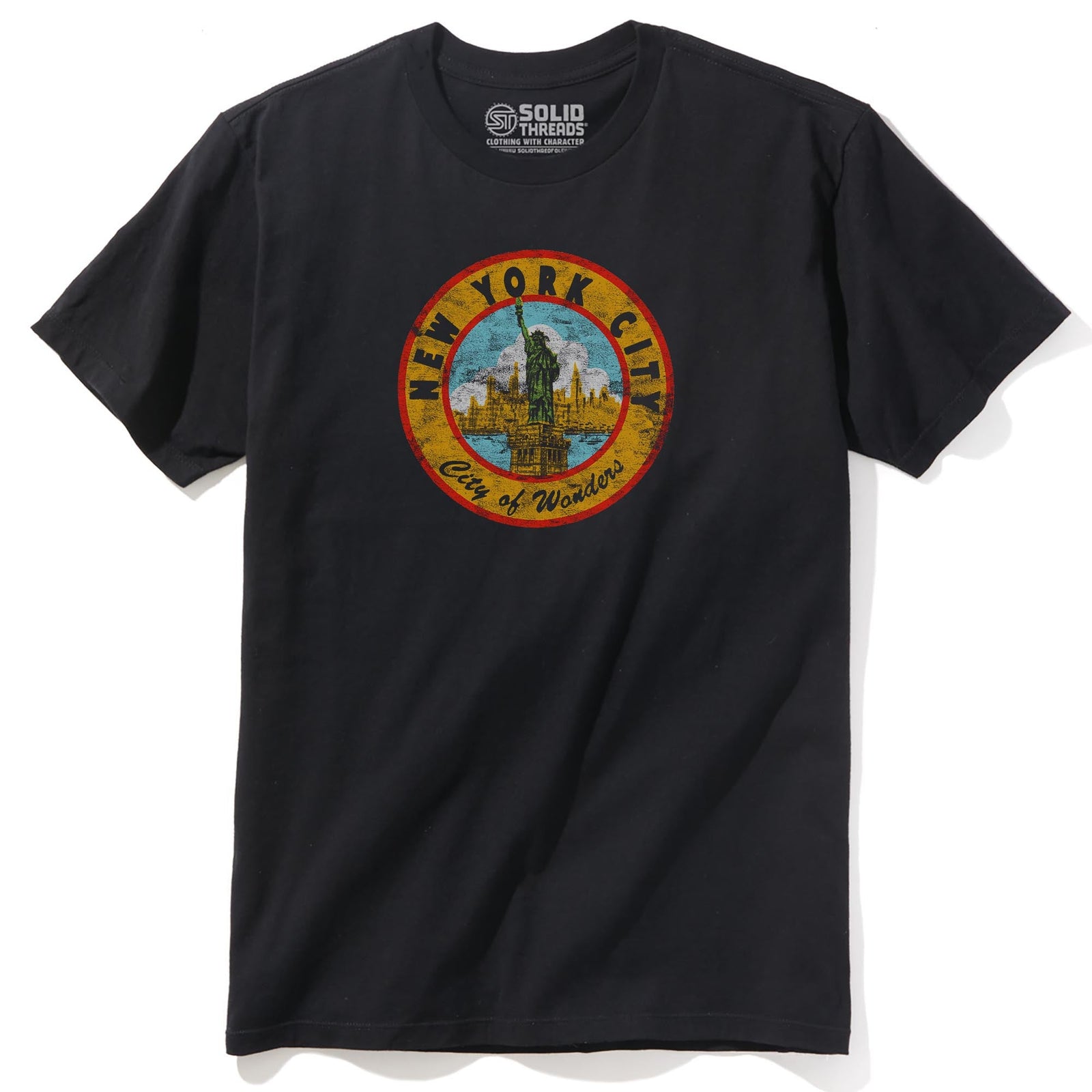Nyc City Of Wonders Vintage Staple T-shirt in Black - Front View