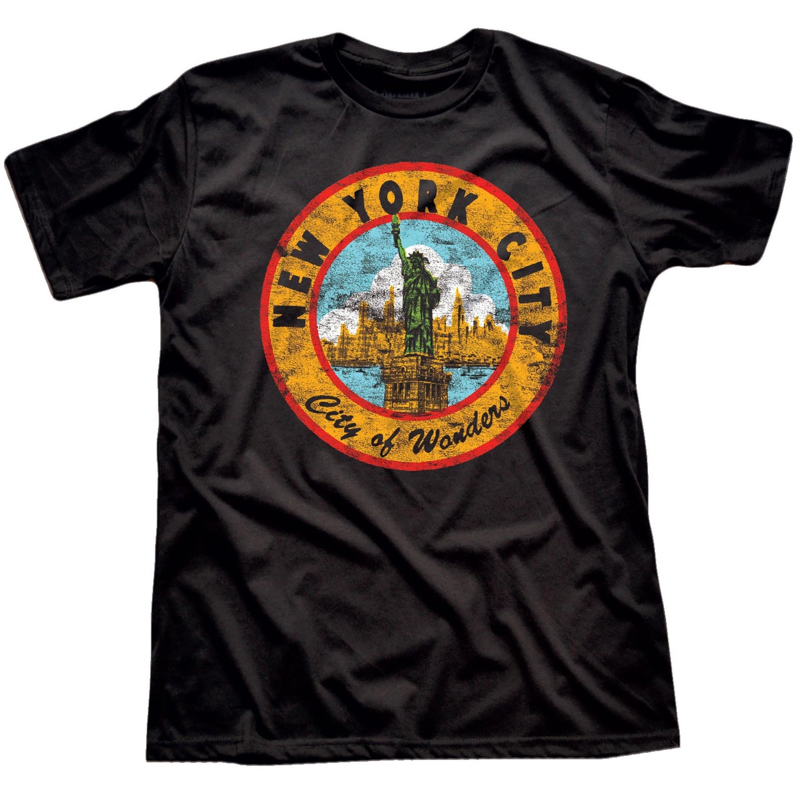 Men's Nyc City Of Wonders Vintage Graphic T-Shirt | Cool NY Liberty Tee | Solid Threads