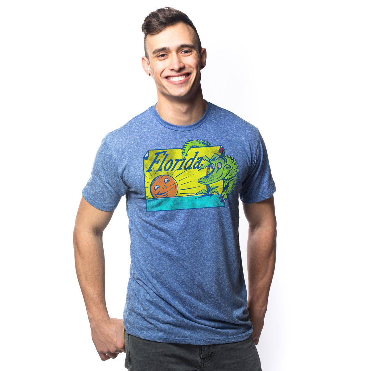 Men's Florida Gator Vintage Graphic T-Shirt | Cool FL Alligator Tee on Model | Solid Threads