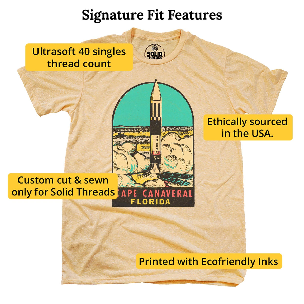 Cape Canaveral Vintage Signature T-shirt in Triblend Gold - Fit Attributes