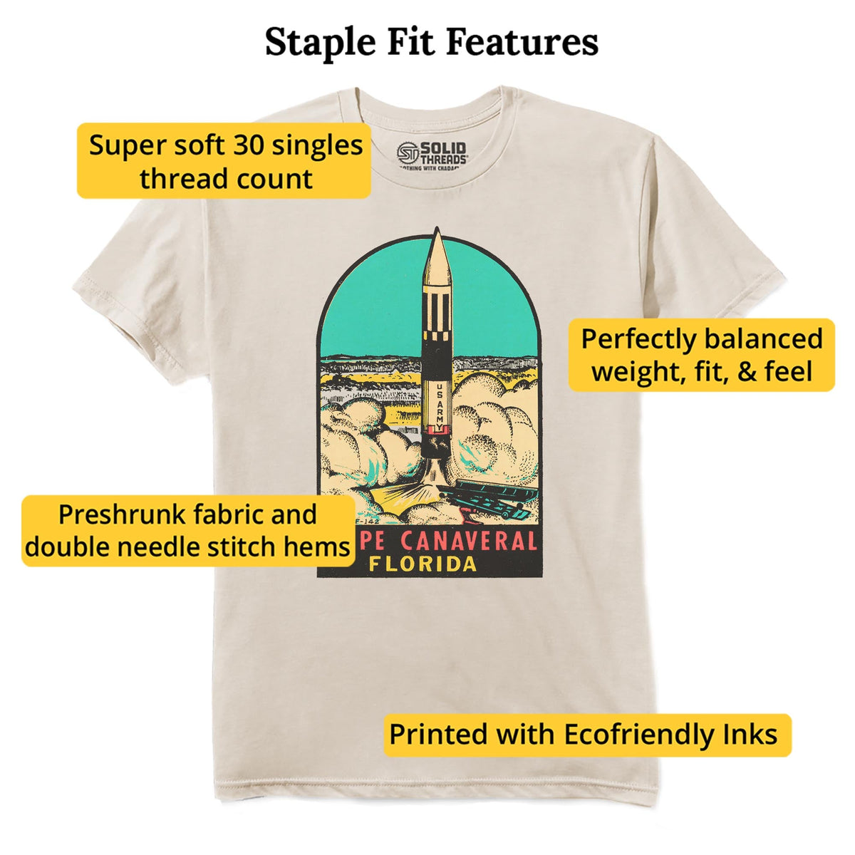 Cape Canaveral Vintage Staple T-shirt in Natural - Fit Attributes