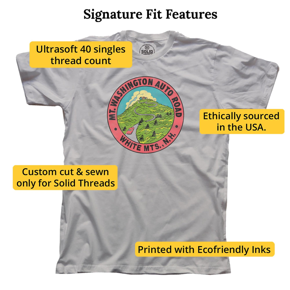 Mt Washington Retro Signature T-shirt in Silver - Fit Attributes