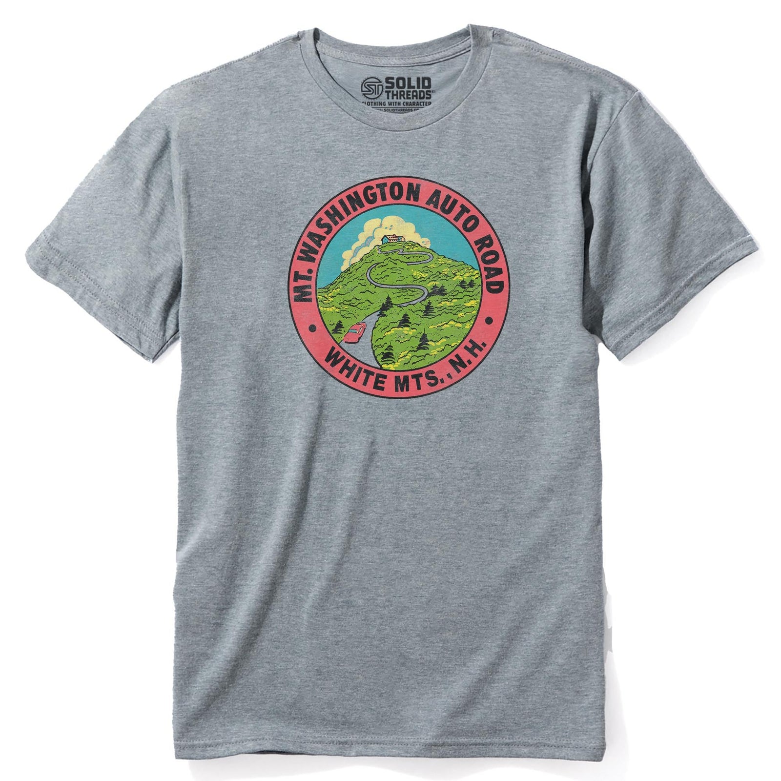 Mt Washington Retro Staple T-shirt in Ash Heather - Front View