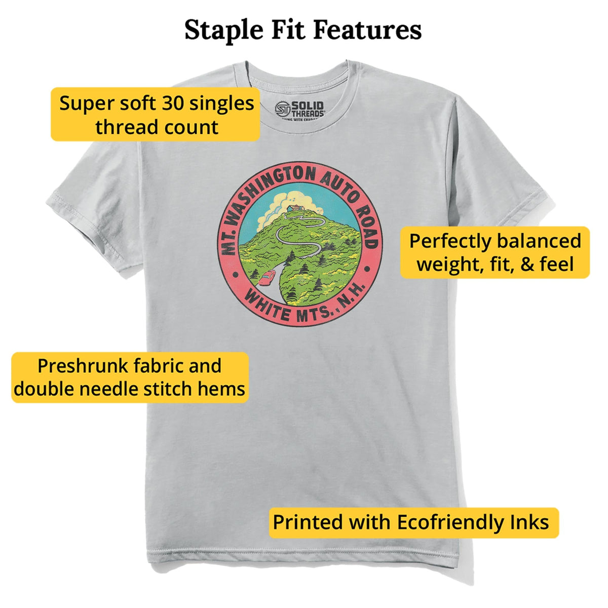 Mt Washington Retro Staple T-shirt in Silver - Fit Attributes