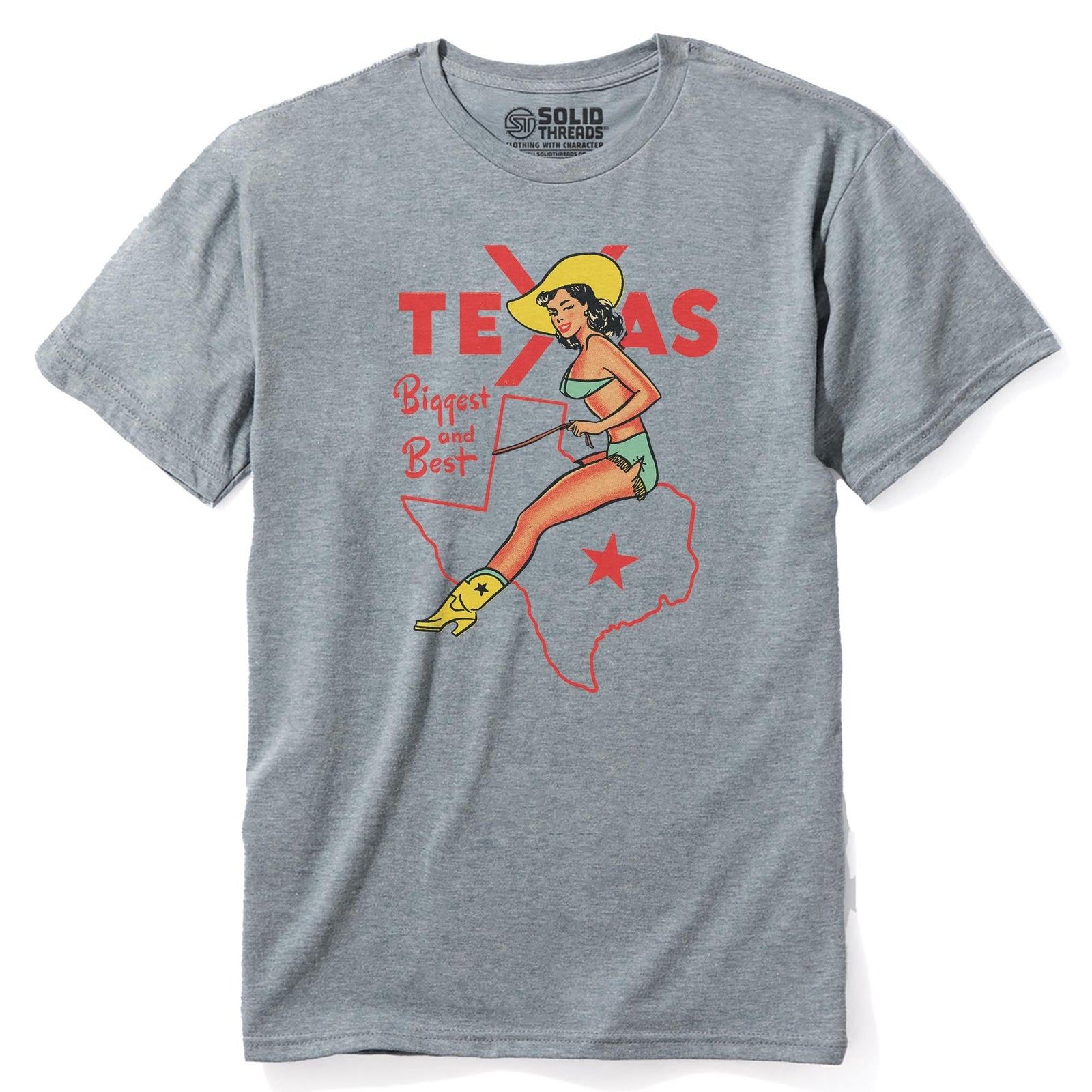 Texas Biggest & Best Vintage Staple T-shirt in Ash Heather - Front View