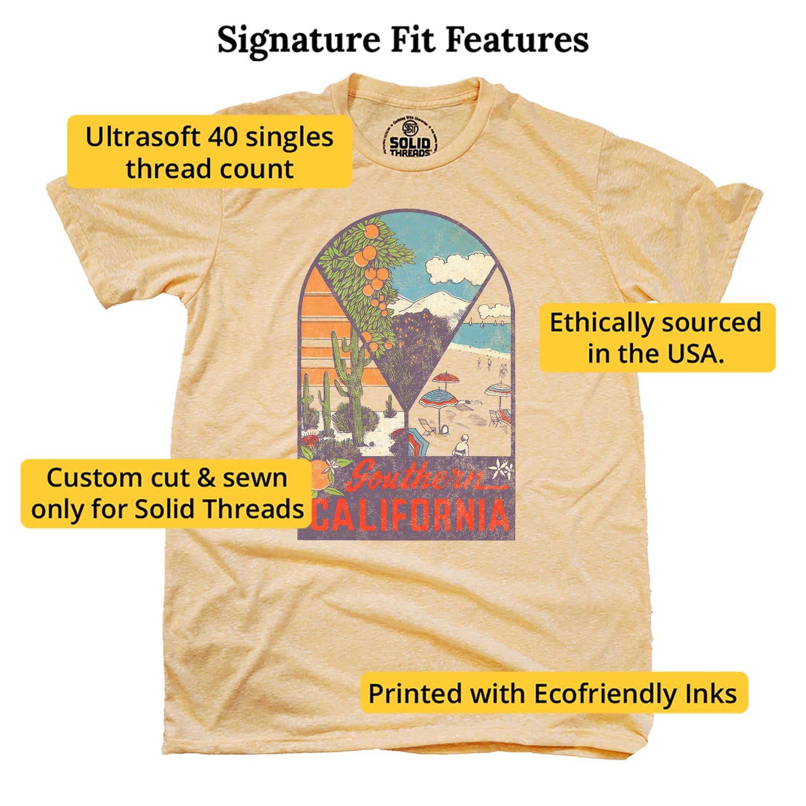 Southern California Vintage Signature T-shirt in Triblend Gold - Fit Attributes