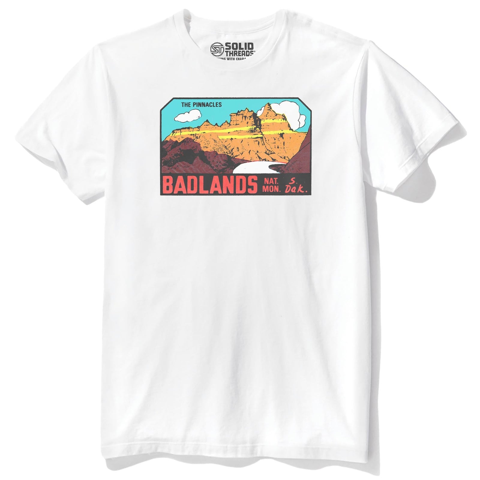 Badlands Pinnacles Vintage Staple T-shirt in White - Front View