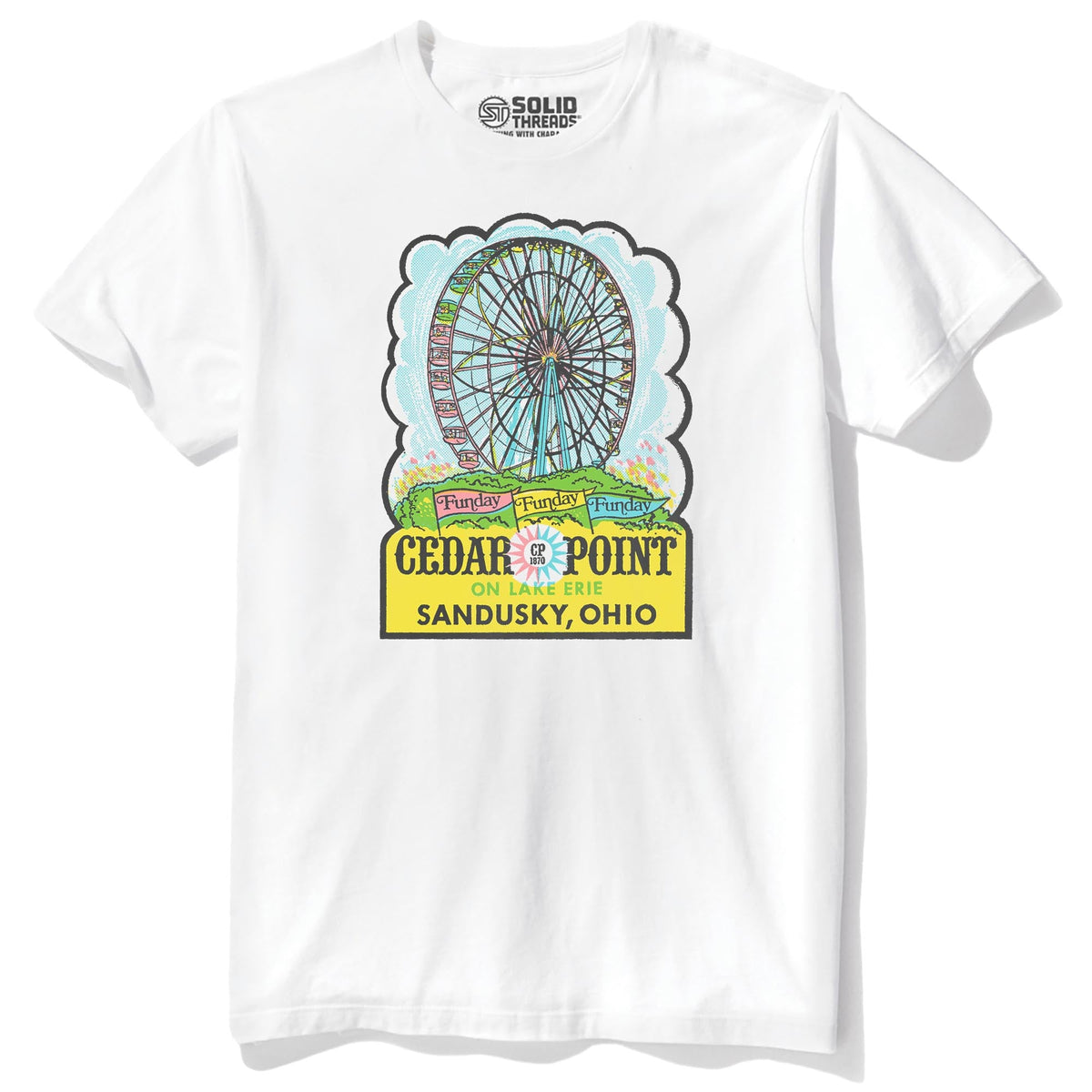 Cedar Point Vintage Staple T-shirt in White - Front View