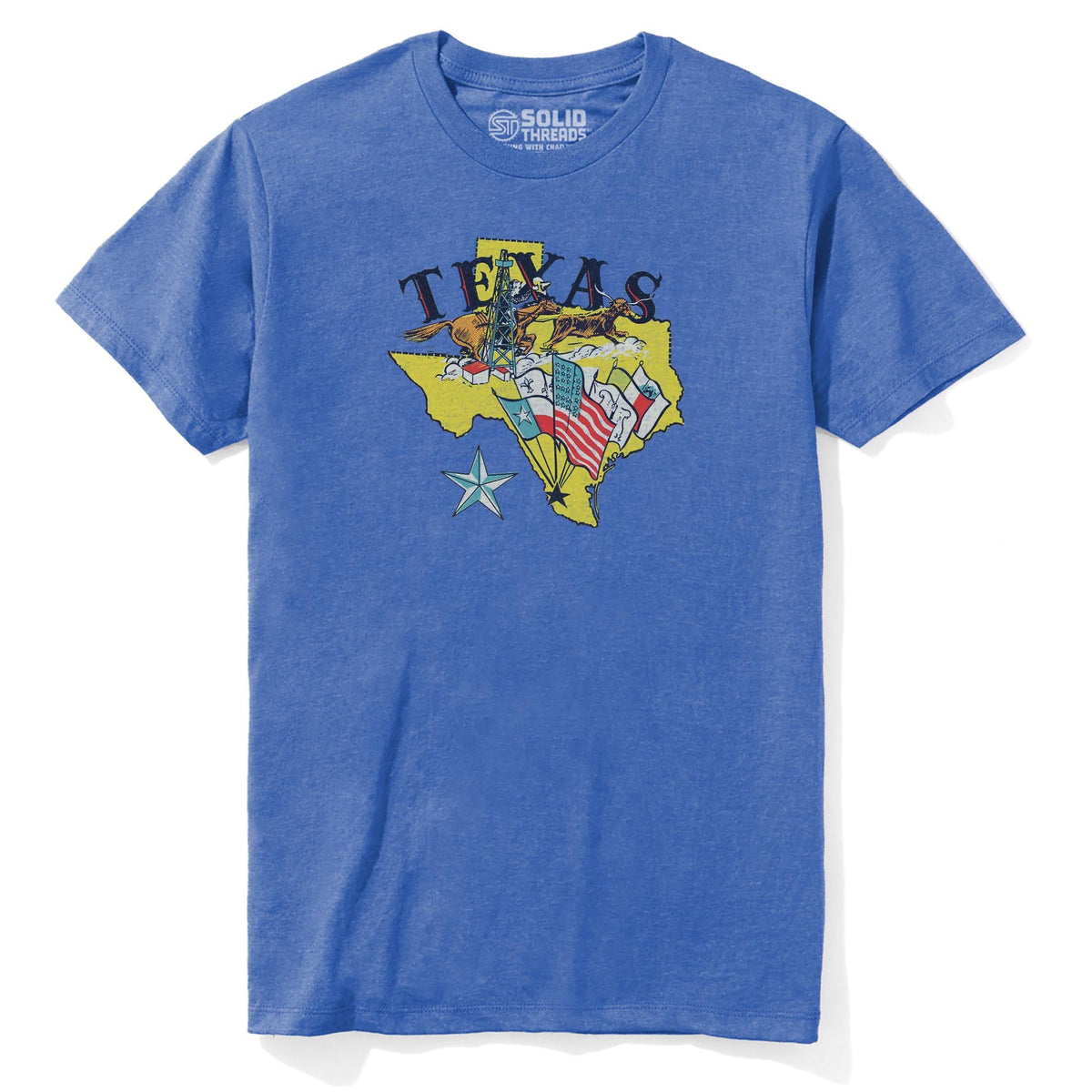 Texas Flags Vintage Staple T-shirt in Royal Heather - Front View