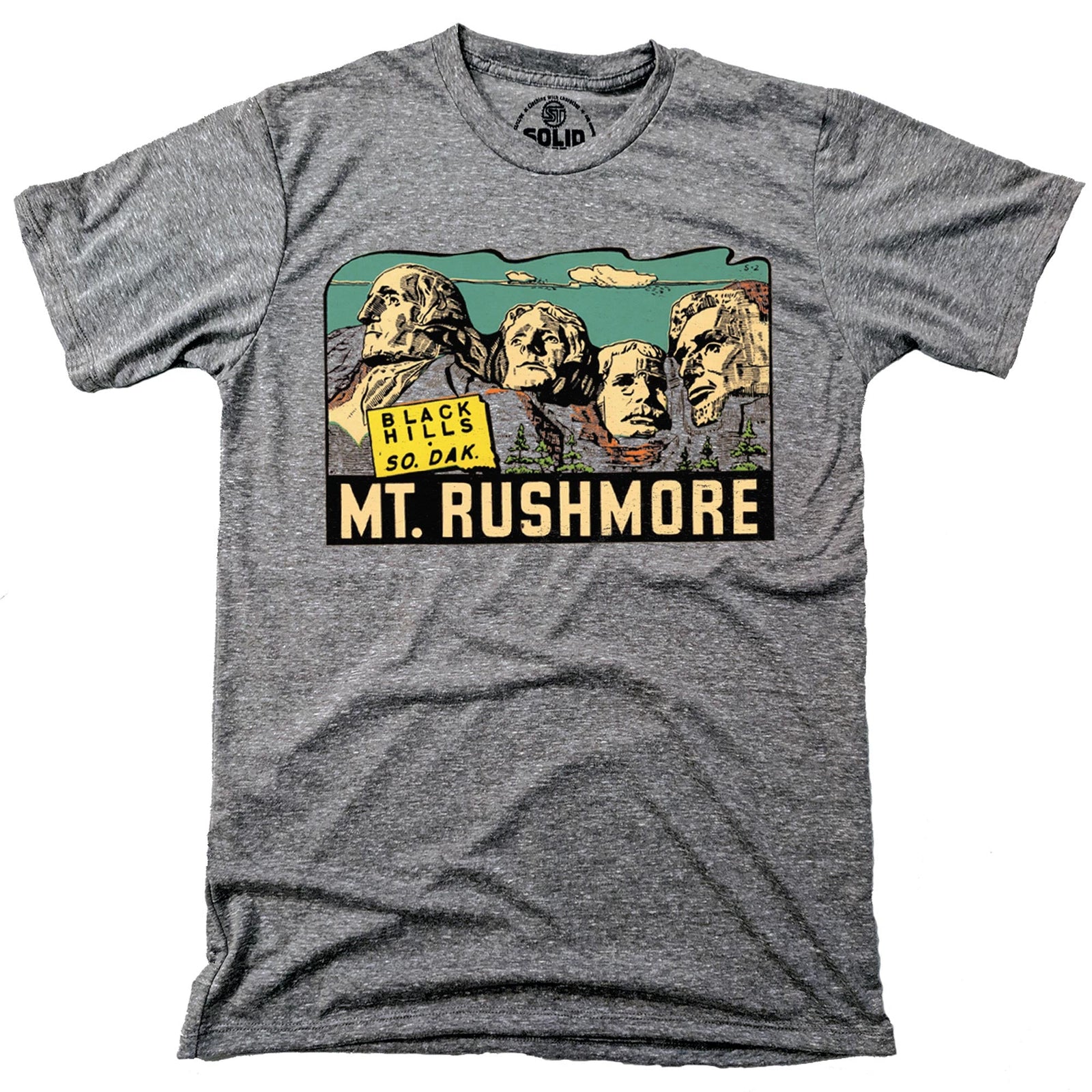 Men's Mt-Rushmore Vintage Graphic T-Shirt | Cool SD Mountains  Tee | Solid Threads