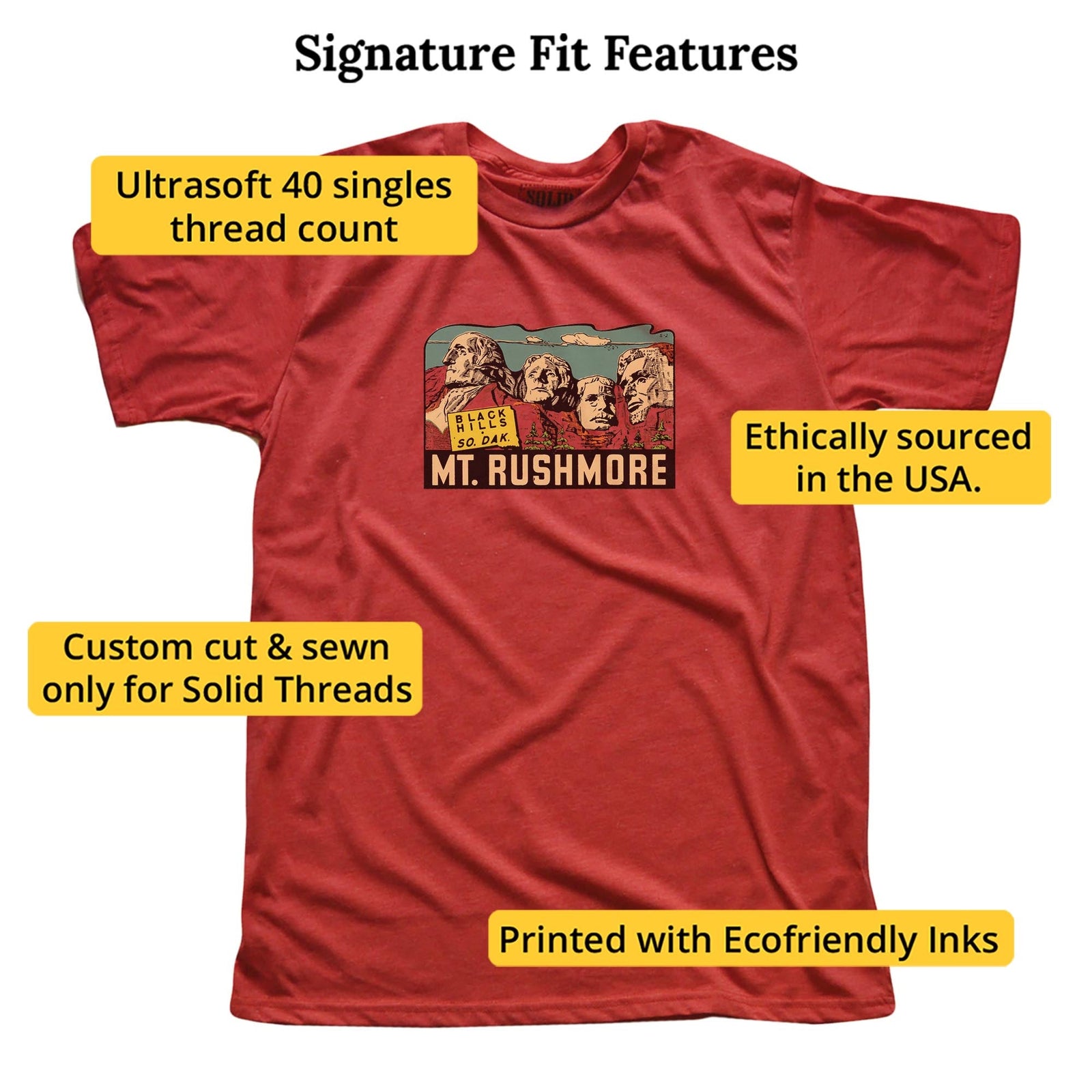 Mt Rushmore Vintage Signature T-shirt in Red - Fit Attributes