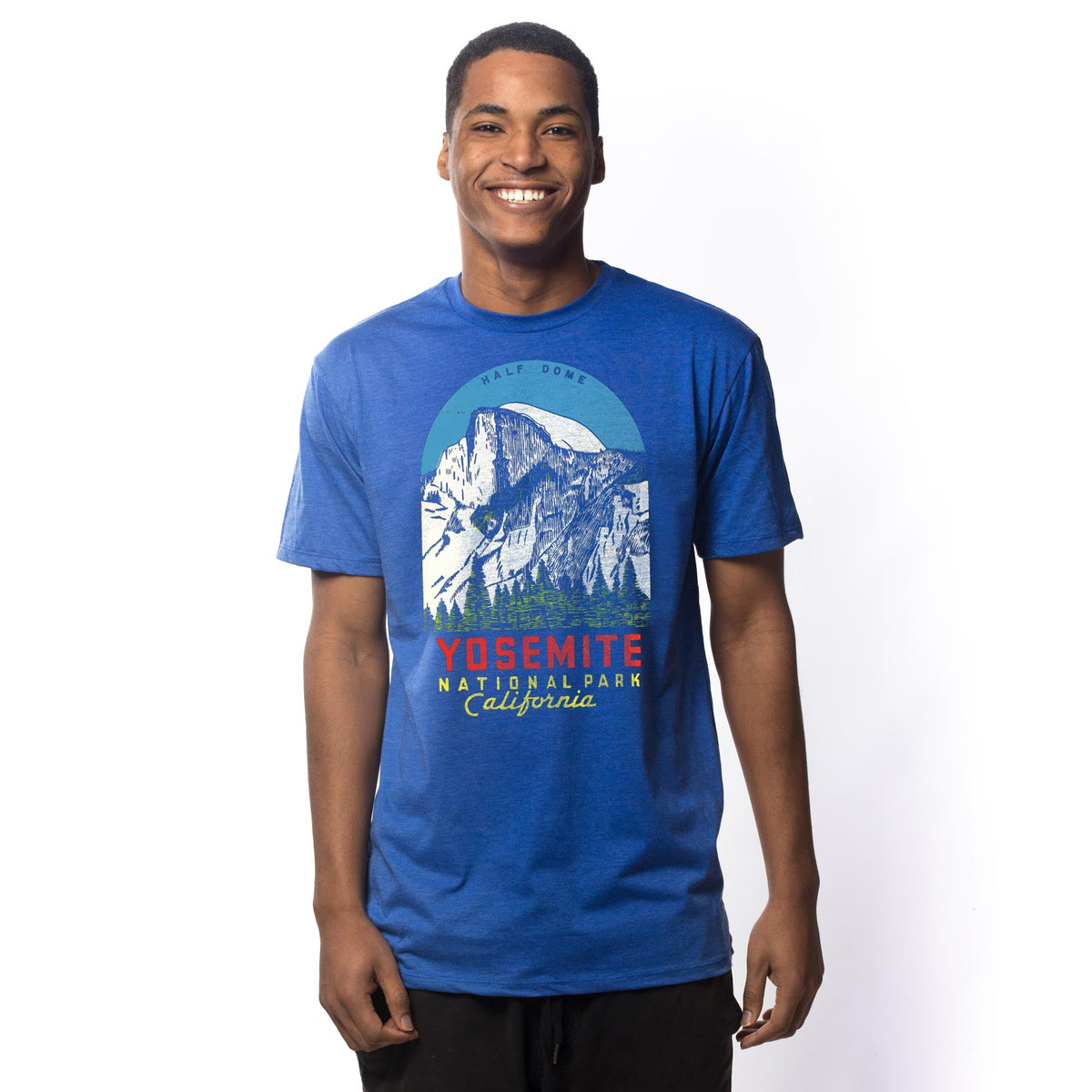 Men's Yosemite Vintage Graphic T-Shirt | Cool CA National Park Tee on Model | Solid Threads