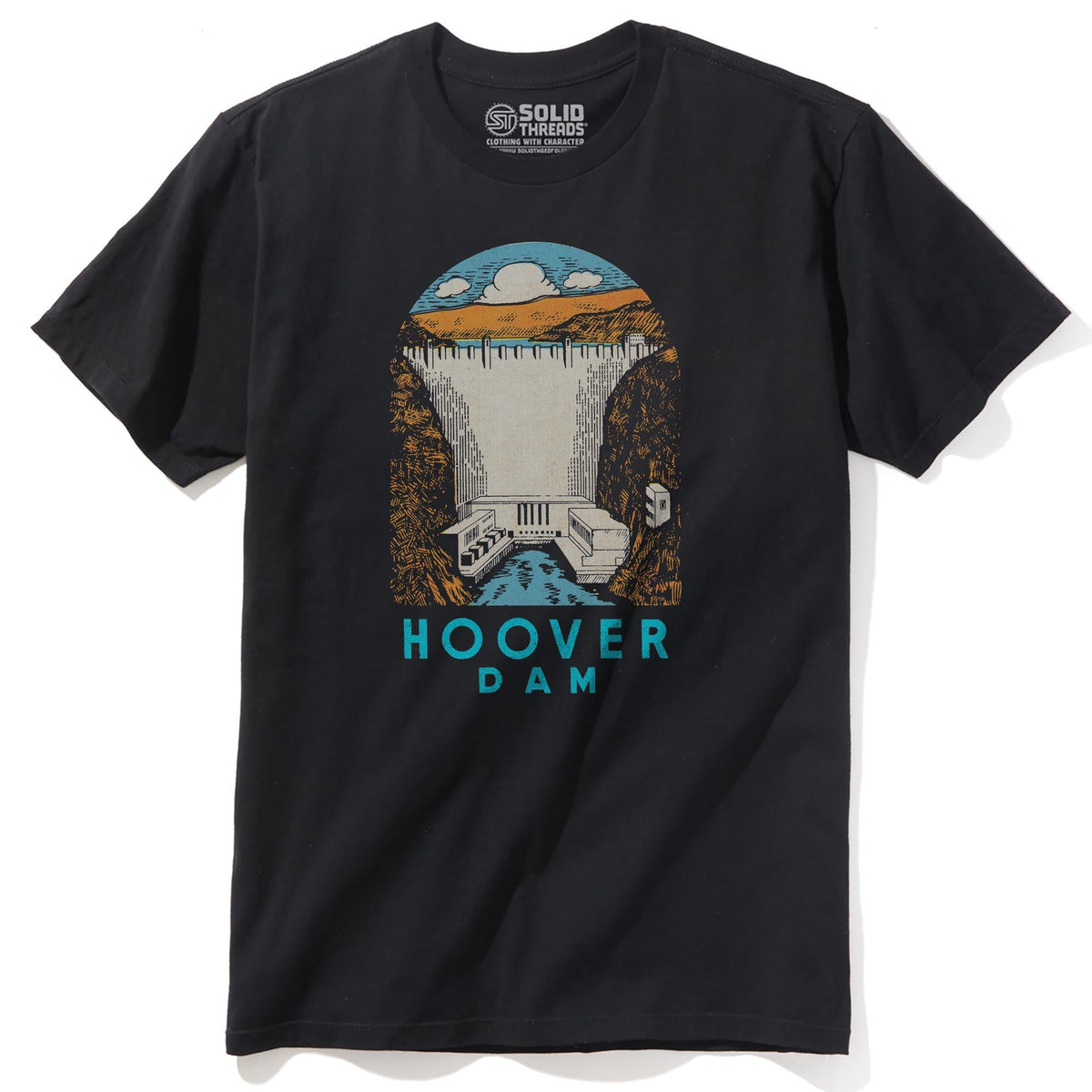 Hoover Dam Vintage Staple T-shirt in Black - Front View