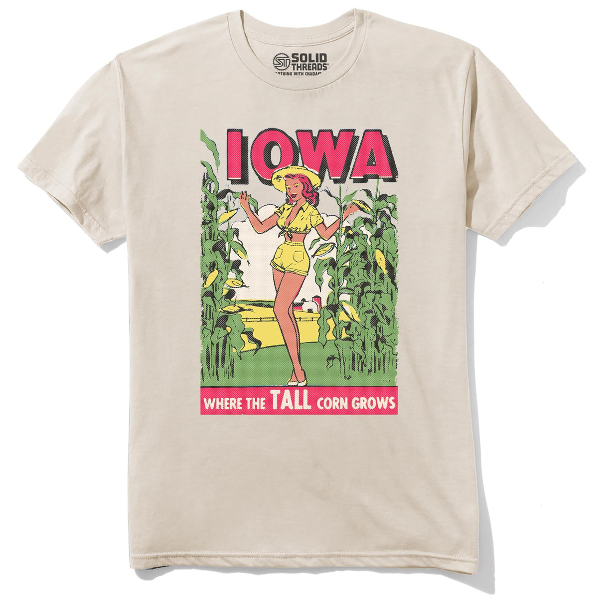 Tall Corn Iowa Vintage Staple T-shirt in Natural - Front View