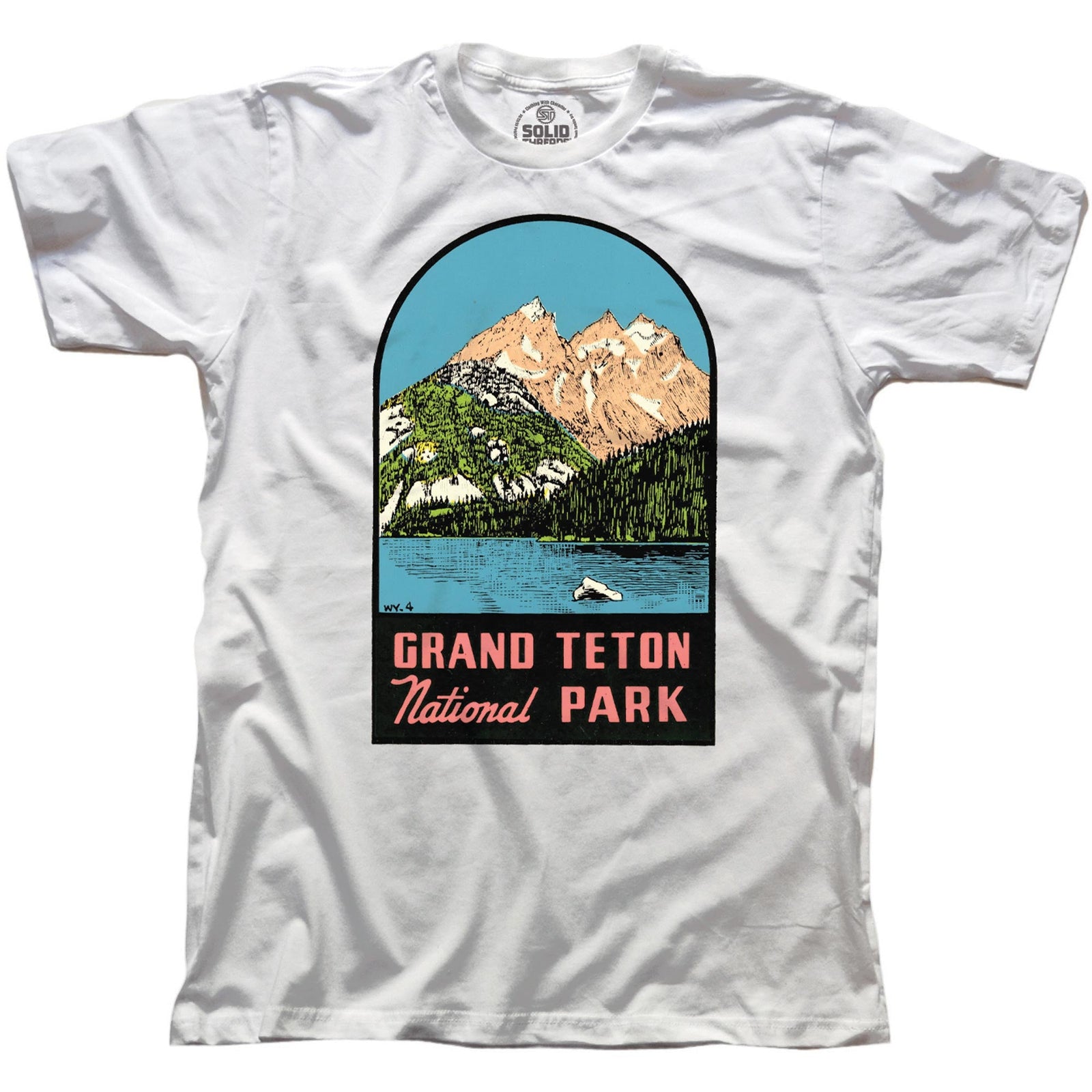 Men's Grand Teton National Park Retro Graphic T-Shirt | Cool WY National Park Tee | Solid Threads