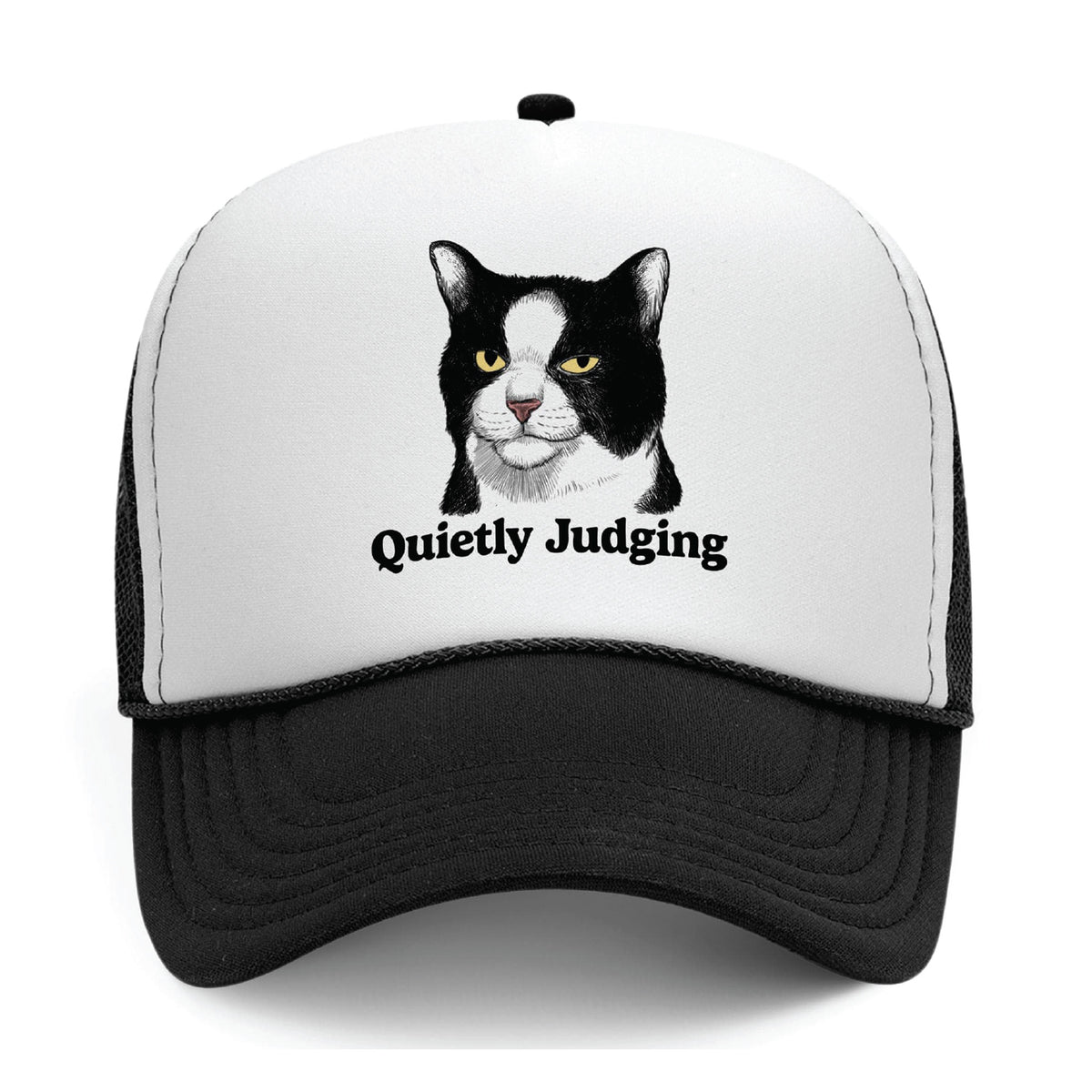 Quietly Judging USA Made 5 Panel Mid Profile Trucker Hat
