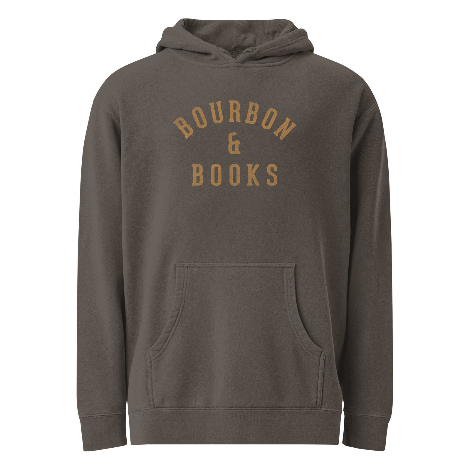 Bourbon & Books Funny Distillery Graphic Vintage Wash Pullover Hoodie | Vintage Whiskey Bookish Fleece | Solid Threads