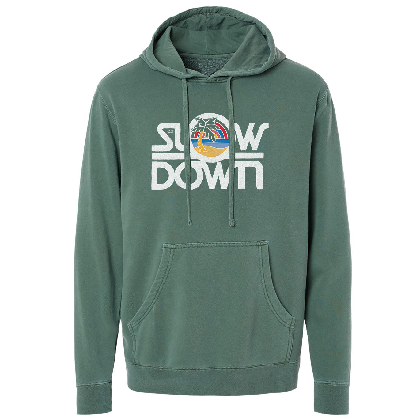 Slow Down Vintage Vintage Wash Pullover Hoodie | Cool Tropical Beach