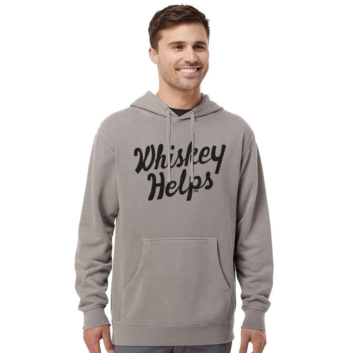 Men's Whiskey Helps Funny Drinking Graphic Fleece | Vintage Distillery White Vintage Wash Hoodie | SOLID THREADS