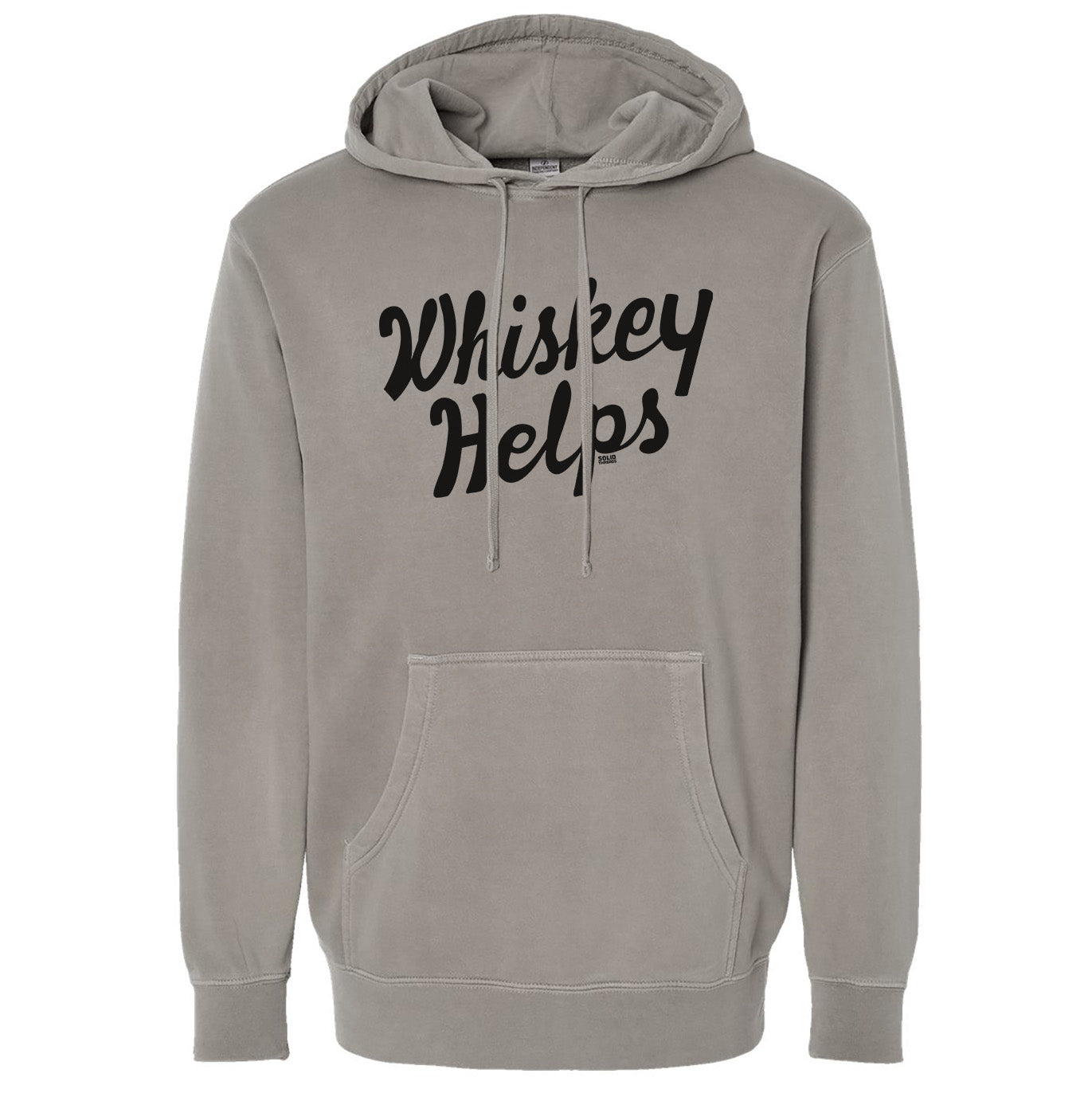 Men's Whiskey Helps Funny Drinking Graphic Fleece | Vintage Distillery Grey Vintage Wash Hoodie | SOLID THREADS