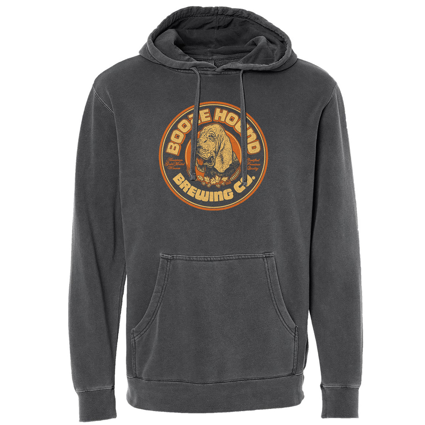 Unisex Boozehound Brewing Company Vintage Graphic Fleece | Funny Drinking Pun Vintage Wash Hoodie | Solid Threads