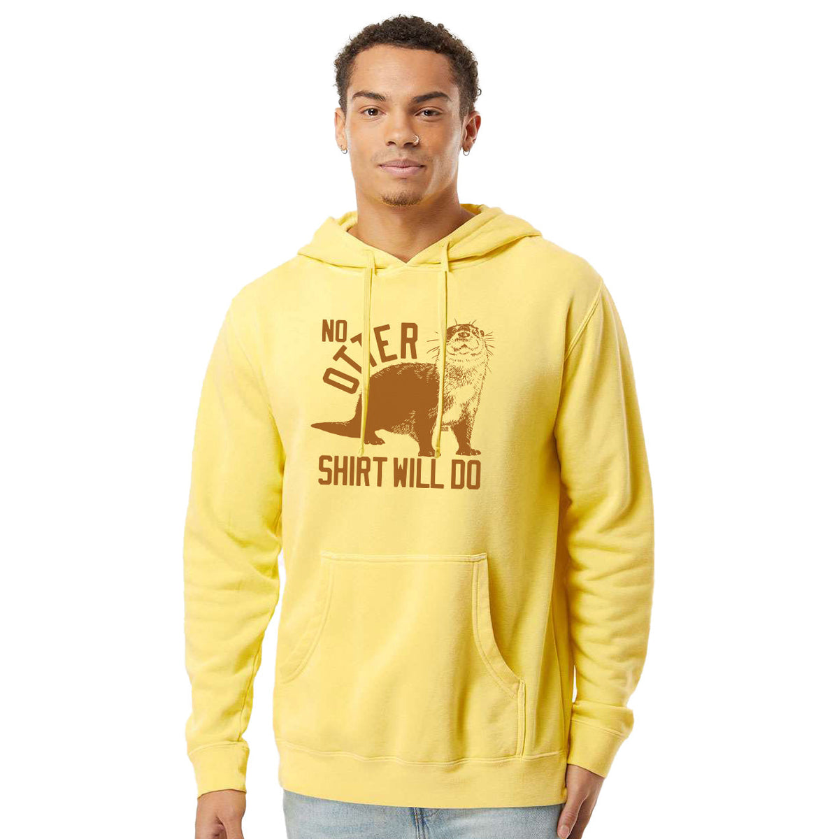 Men's No Otter Shirt Will Do Vintage Graphic Fleece | Funny Animal Vintage Wash Hoodie on Model | SOLID THREADS