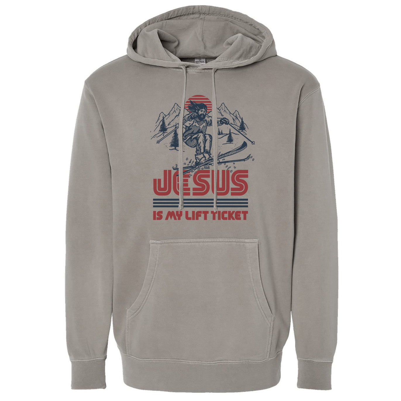 Men's Jesus is My Lift Ticket Funny Skiing Graphic Fleece | Vintage Mountains Vintage Wash Hoodie | SOLID THREADS