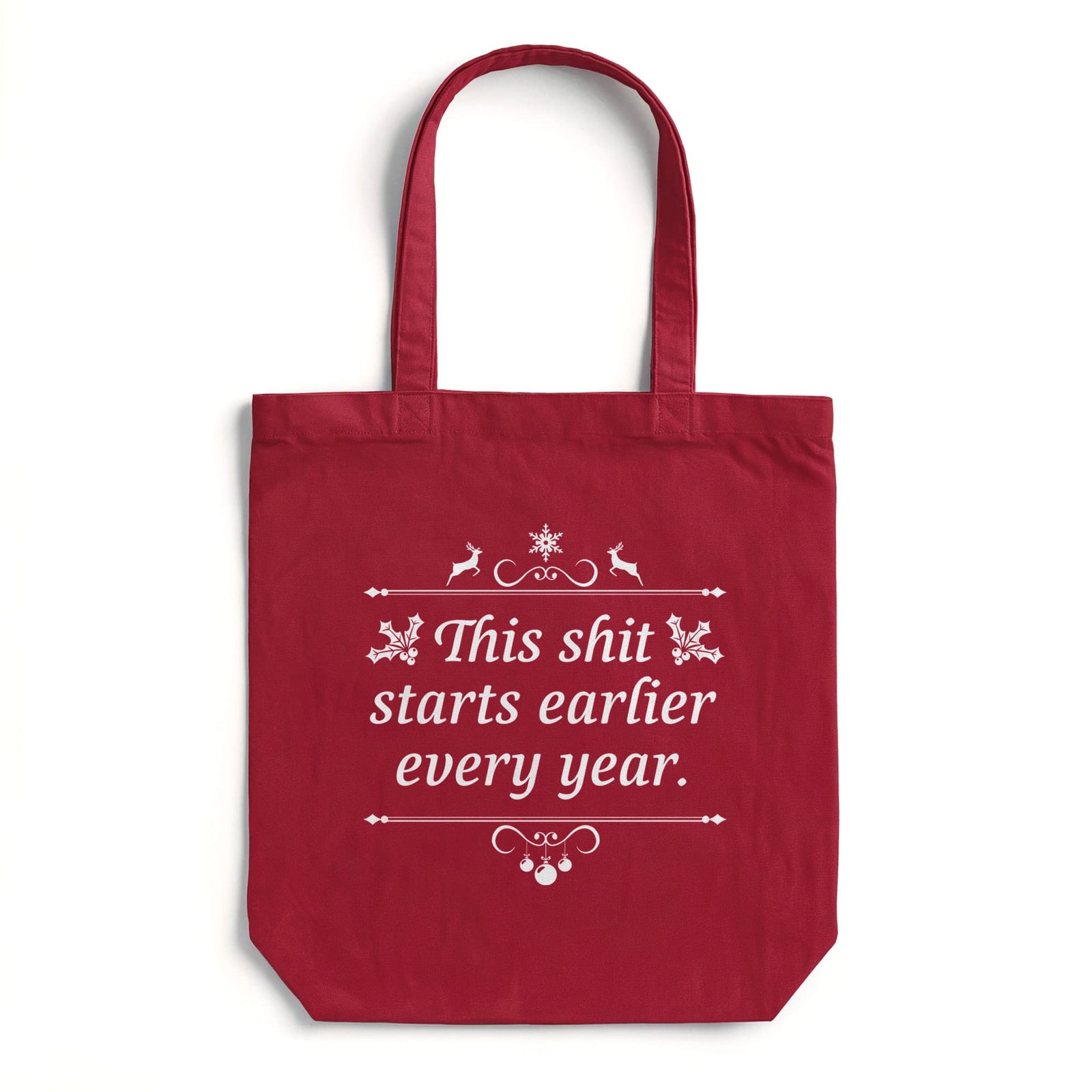 Holiday Cheer Funny Tote | Designer Festive Christmas Parody Bag | Solid Threads