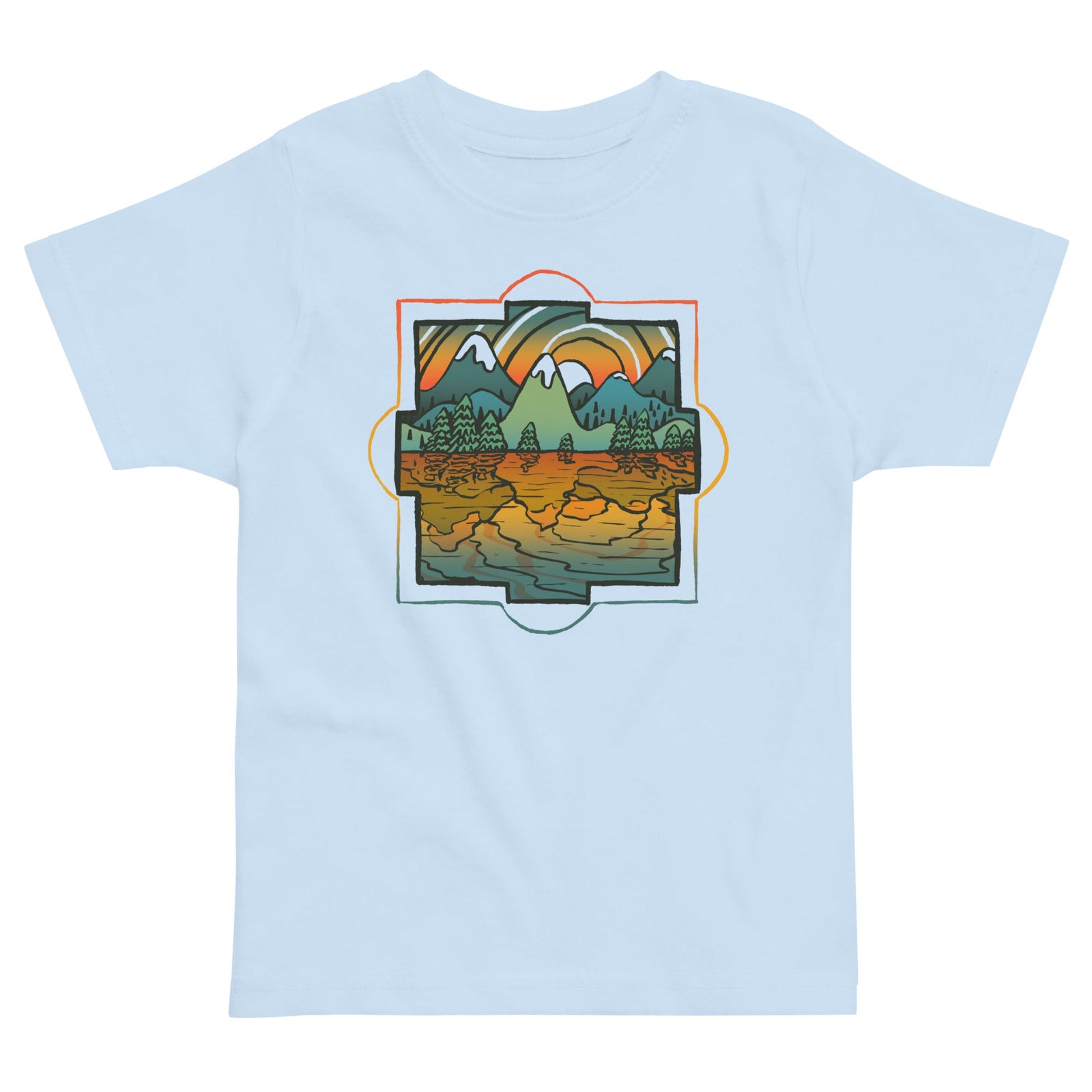 Toddler's Reflections Cool Extra Soft T-Shirt | Retro Artsy Landscape Tee | Solid Threads