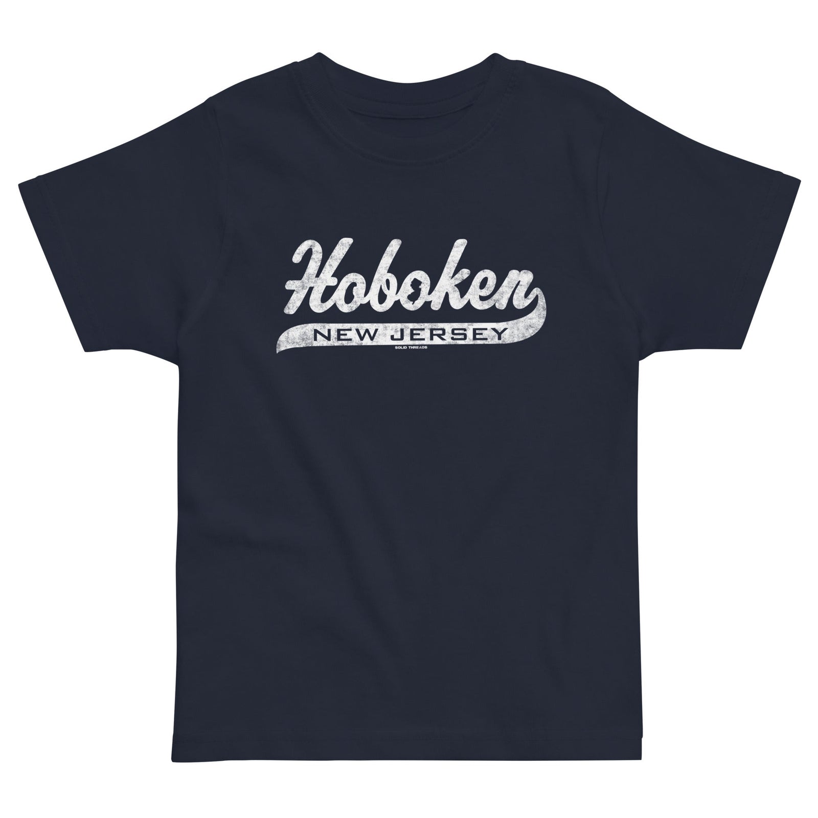 Toddler's Hoboken Script Cool Extra Soft T-Shirt | Retro New Jersey Tee | Solid Threads