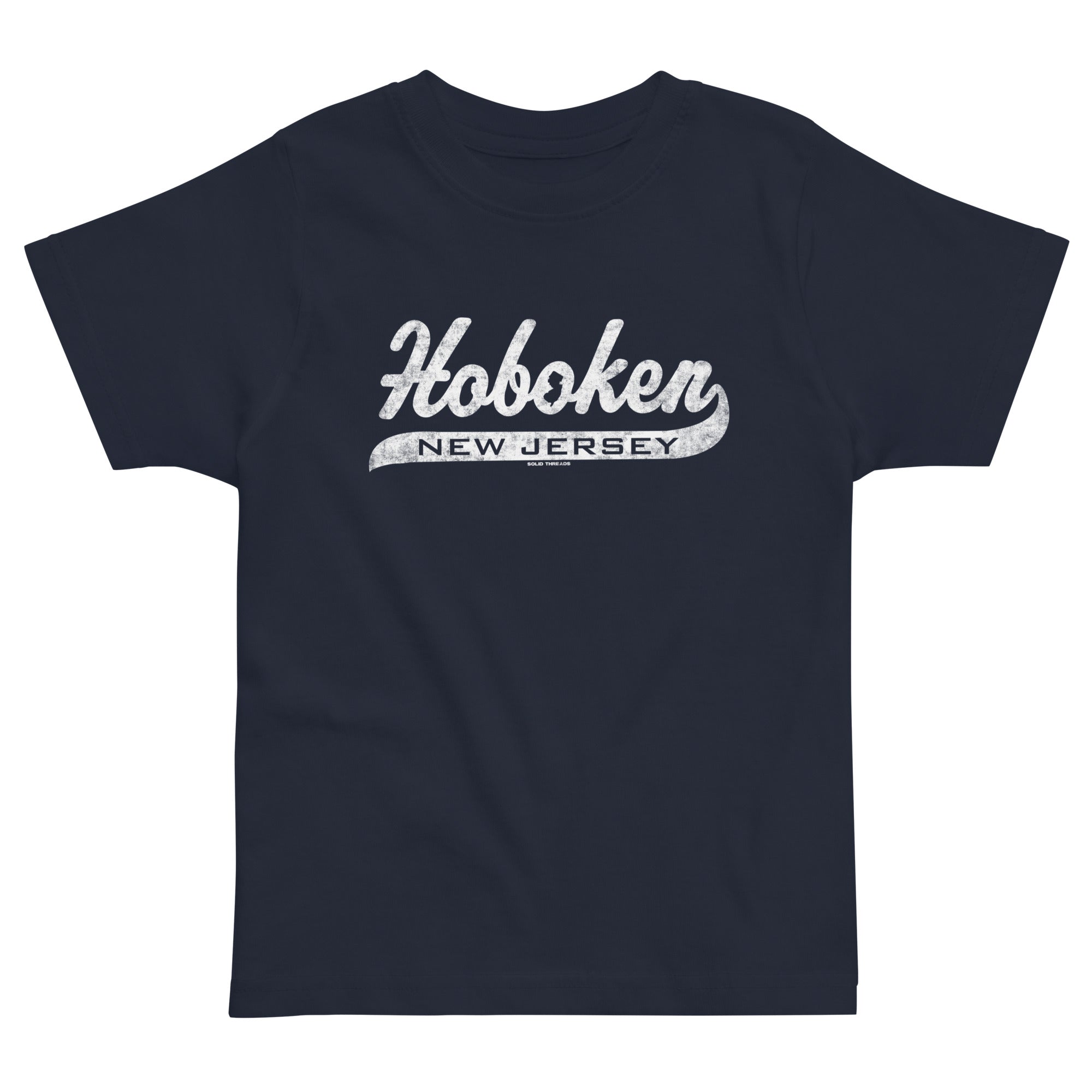 Toddler's Hoboken Script Cool Extra Soft T-Shirt | Retro New Jersey Tee | Solid Threads