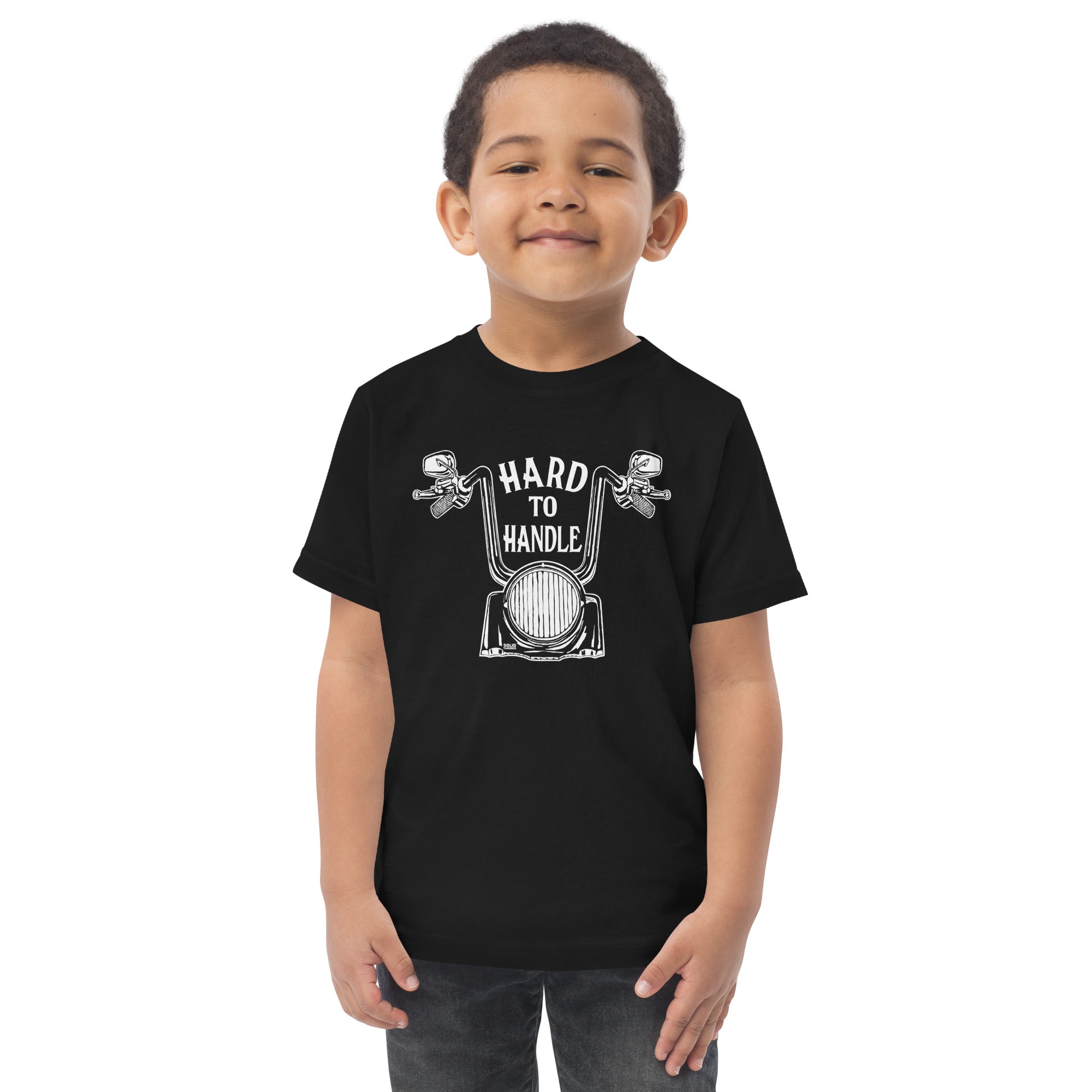 Toddler's Hard Handle Cool Playground Extra Soft T-Shirt | Retro Bike Tee On Model | Solid Threads