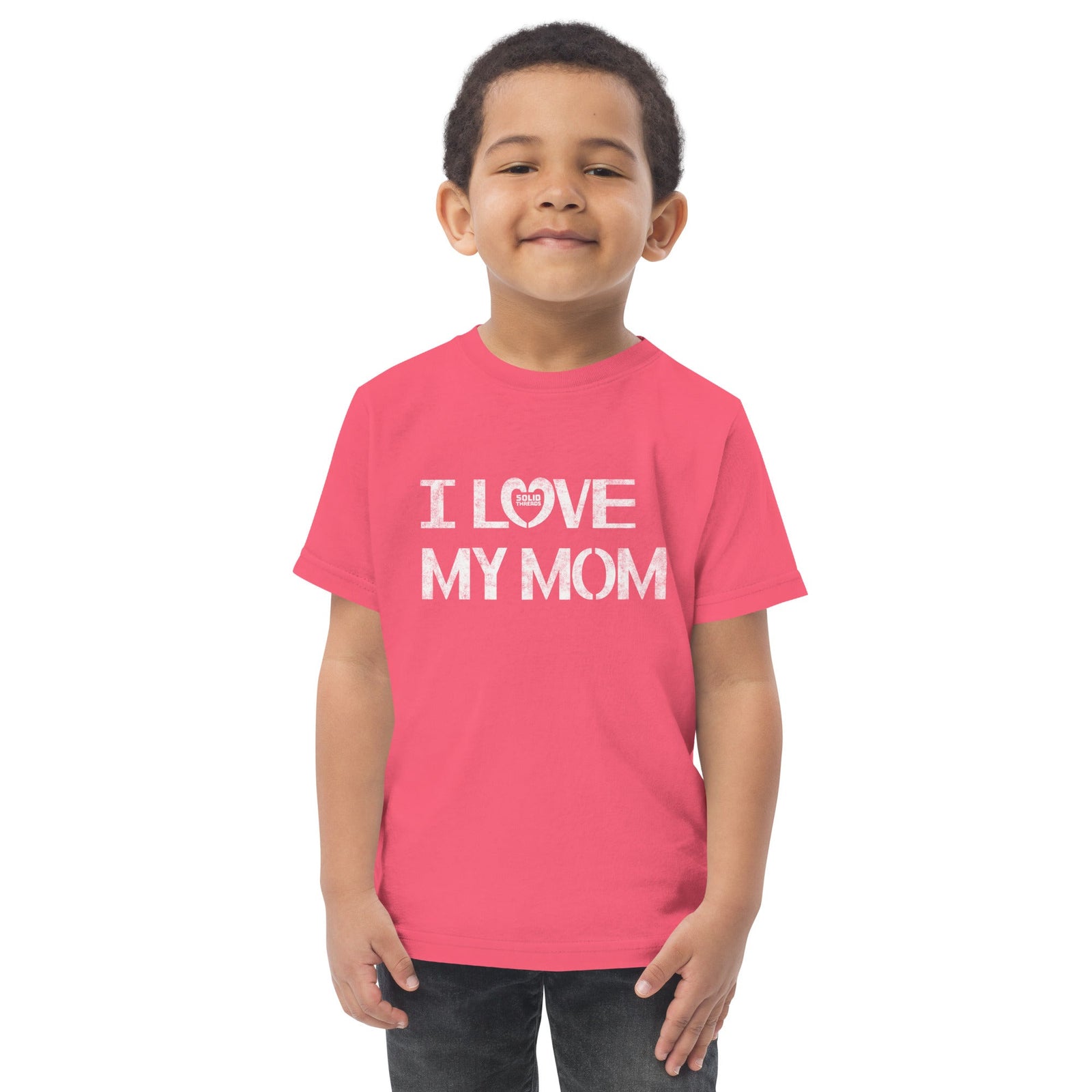 Toddler's I Love My Mom Cute Extra Soft T-Shirt | Retro New Parent Tee | Solid Threads