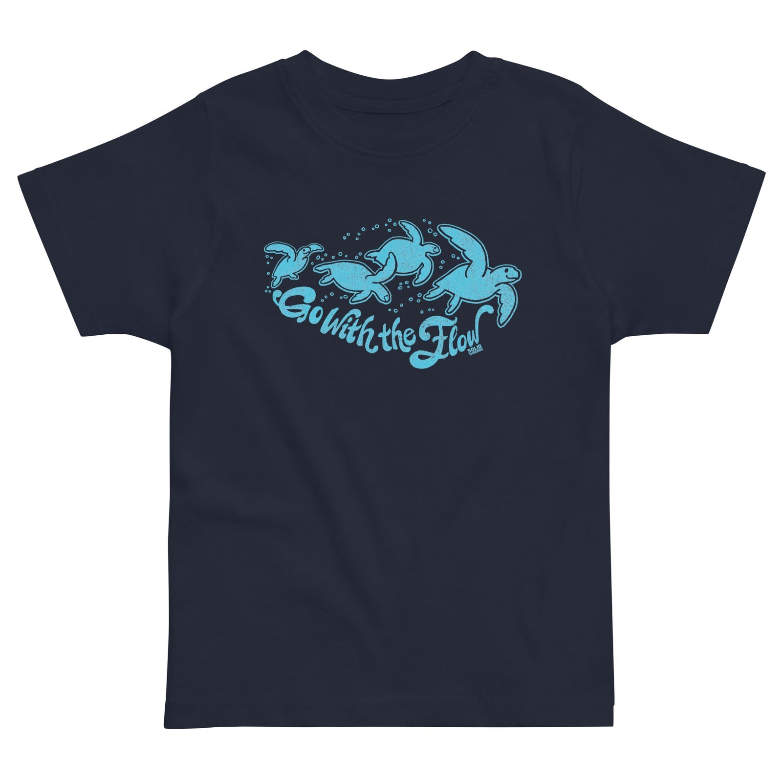 Toddler's Go With The Flow Retro Extra Soft T-Shirt | Cool Sea Turtle Tee | Solid Threads