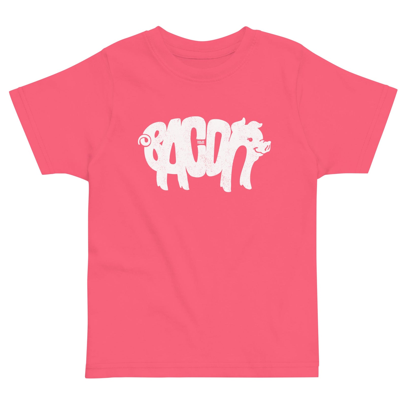 Toddler's Bacon Retro Piggy Extra Soft T-Shirt | Funny Breakfast Foodie Tee  | Solid Threads