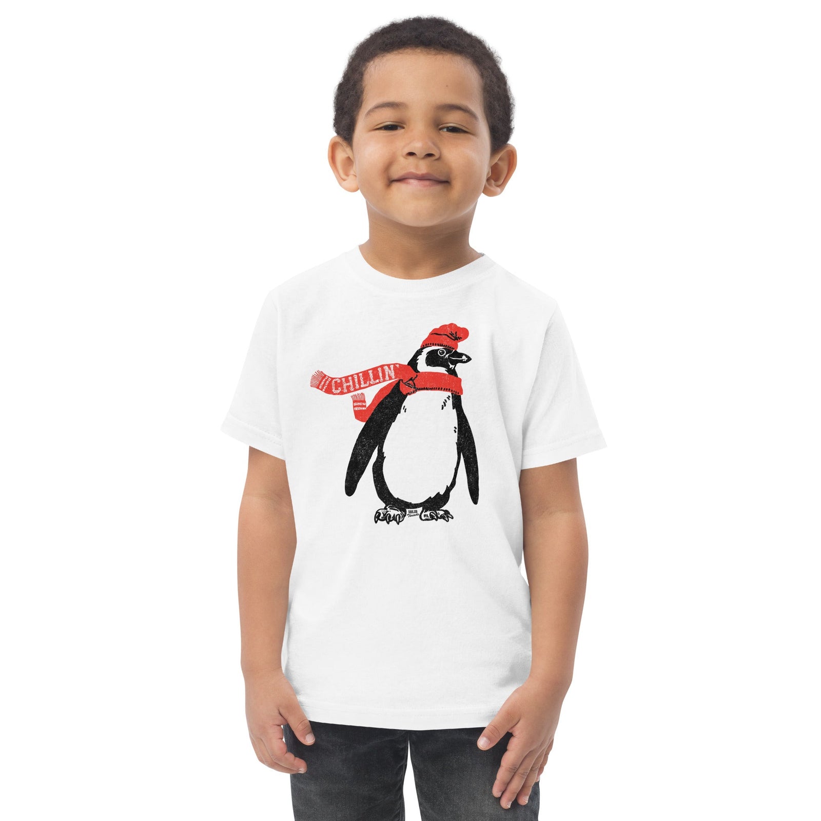 Toddler's Chillin Cool Snowy Extra Soft T-Shirt | Retro Cute Penguin Tee  | Solid Threads