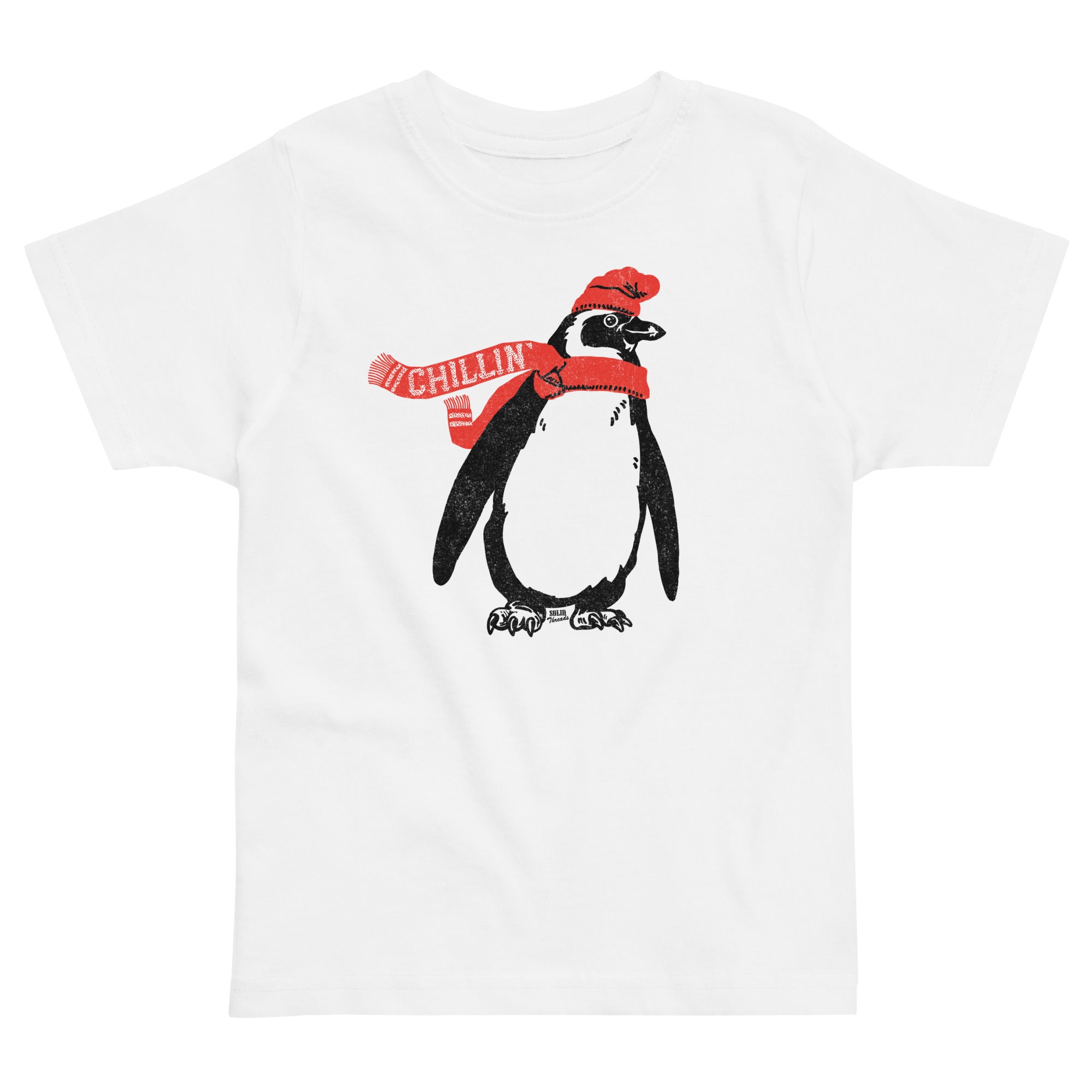 Toddler's Chillin Cool Snowy Extra Soft T-Shirt | Retro Cute Penguin Tee  | Solid Threads
