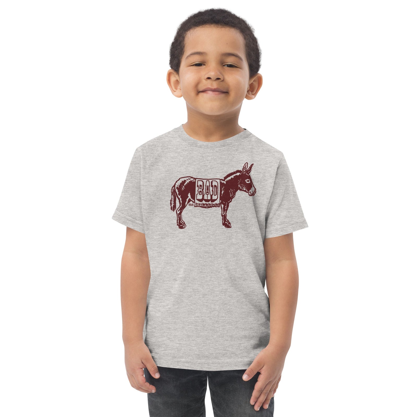 Toddler's Bad Ass Funny Animal Extra Soft T-Shirt | Cool Donkey Pun Tee  | Solid Threads