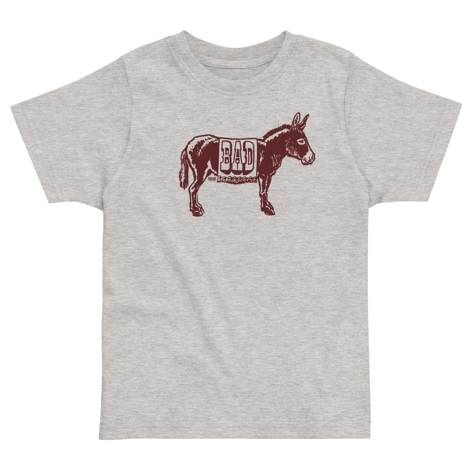 Toddler's Bad Ass Funny Animal Extra Soft T-Shirt | Cool Donkey Pun Tee  | Solid Threads